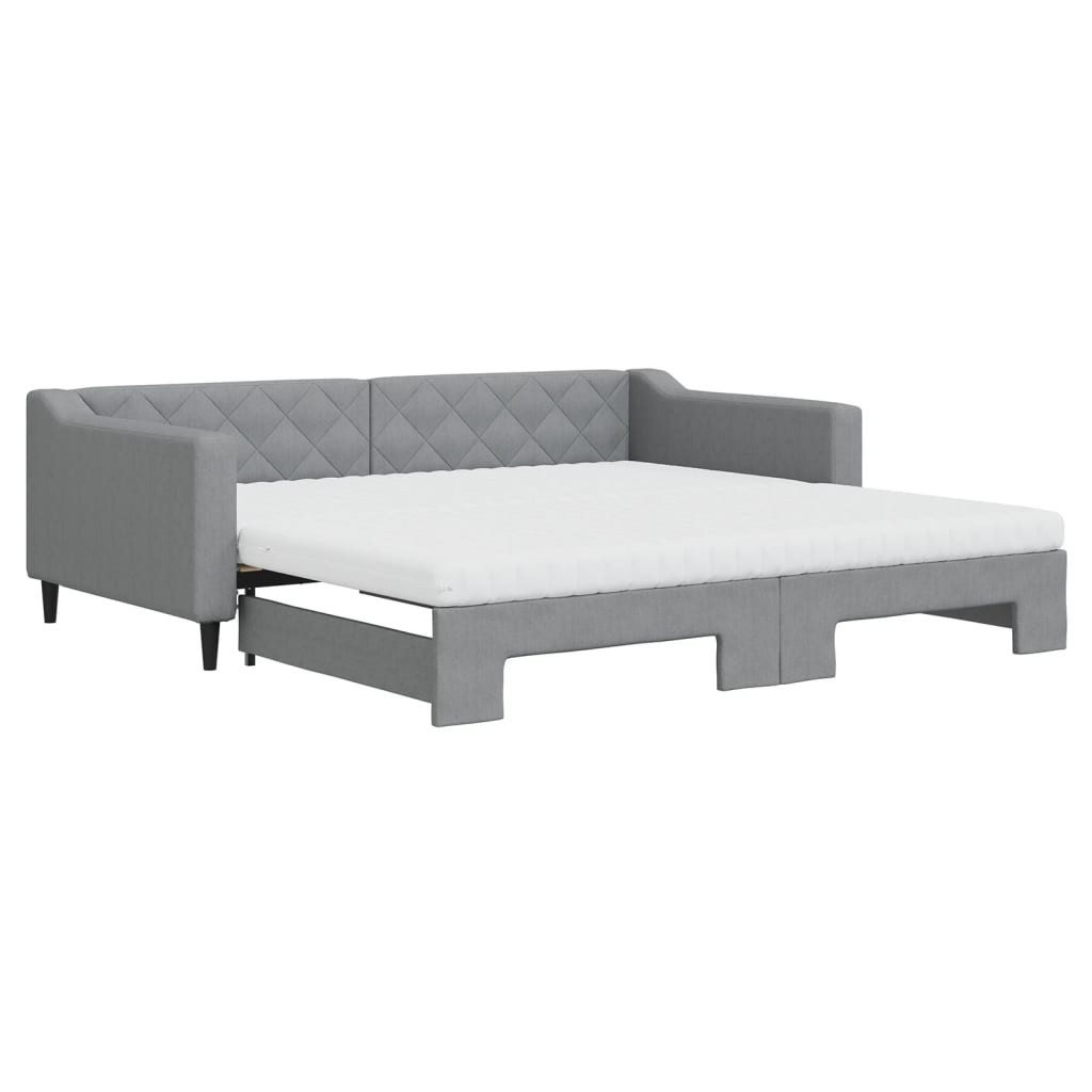 vidaXL Bett, Tagesbett Ausziehbar mit Matratze Hellgrau 100x200 cm Stoff günstig online kaufen