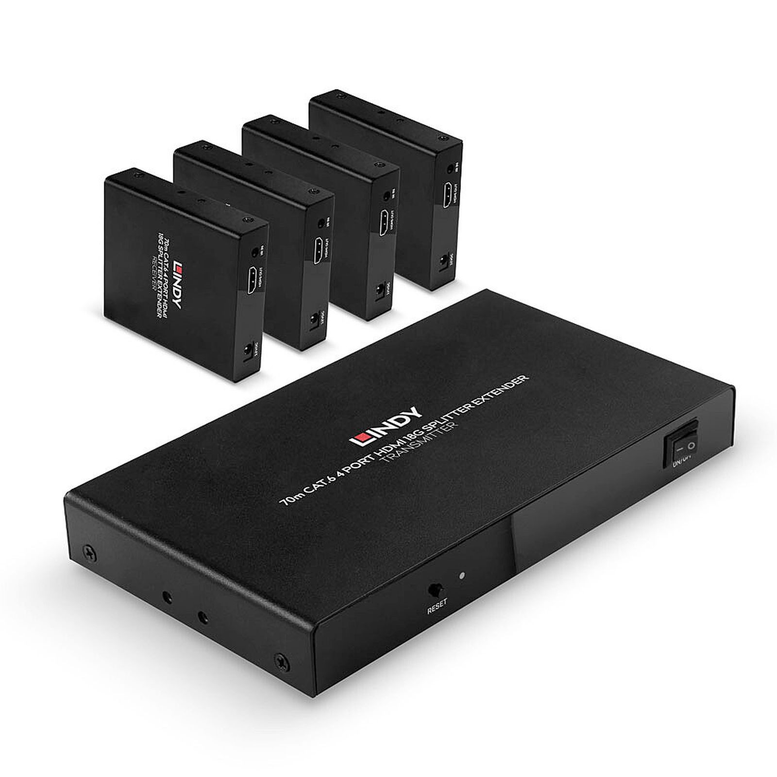 Lindy 38262 Audio-/Video-Leistungsverstärker AV-Sender & -Empfänger Schwarz Netzwerk-Adapter