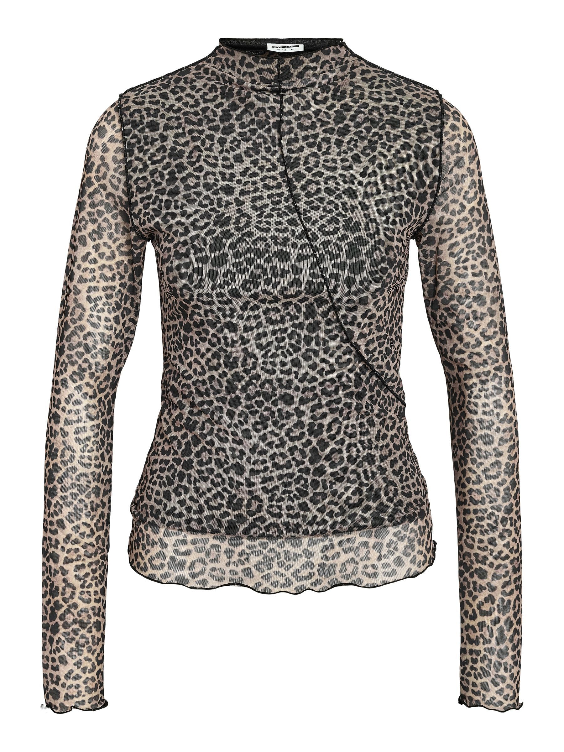 Noisy may Shirttop Blusentop High Neck Mesh Allover-Print NMSTEFFI L/S HIGH NECK MESH TOP JRS