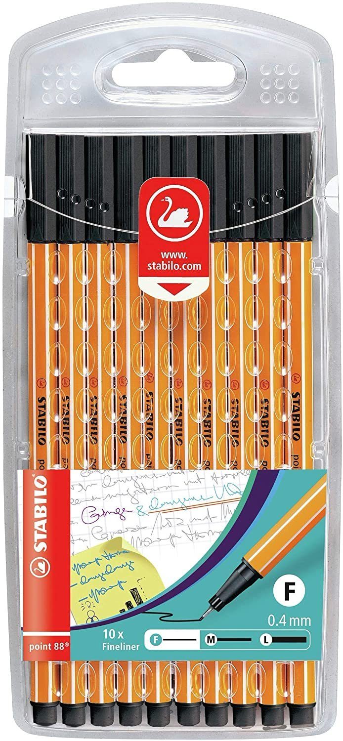 10er Pack - - STABILO Fineliner schwarz STABILO - 88 Fineliner point