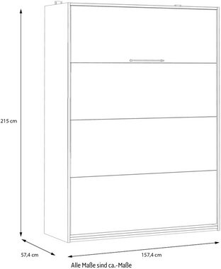 FORTE Schrankbett Regale sorgen für viel Stauraum, platzsparend Made in Europe, inklusive Lattenrost, ca. 170x215cm