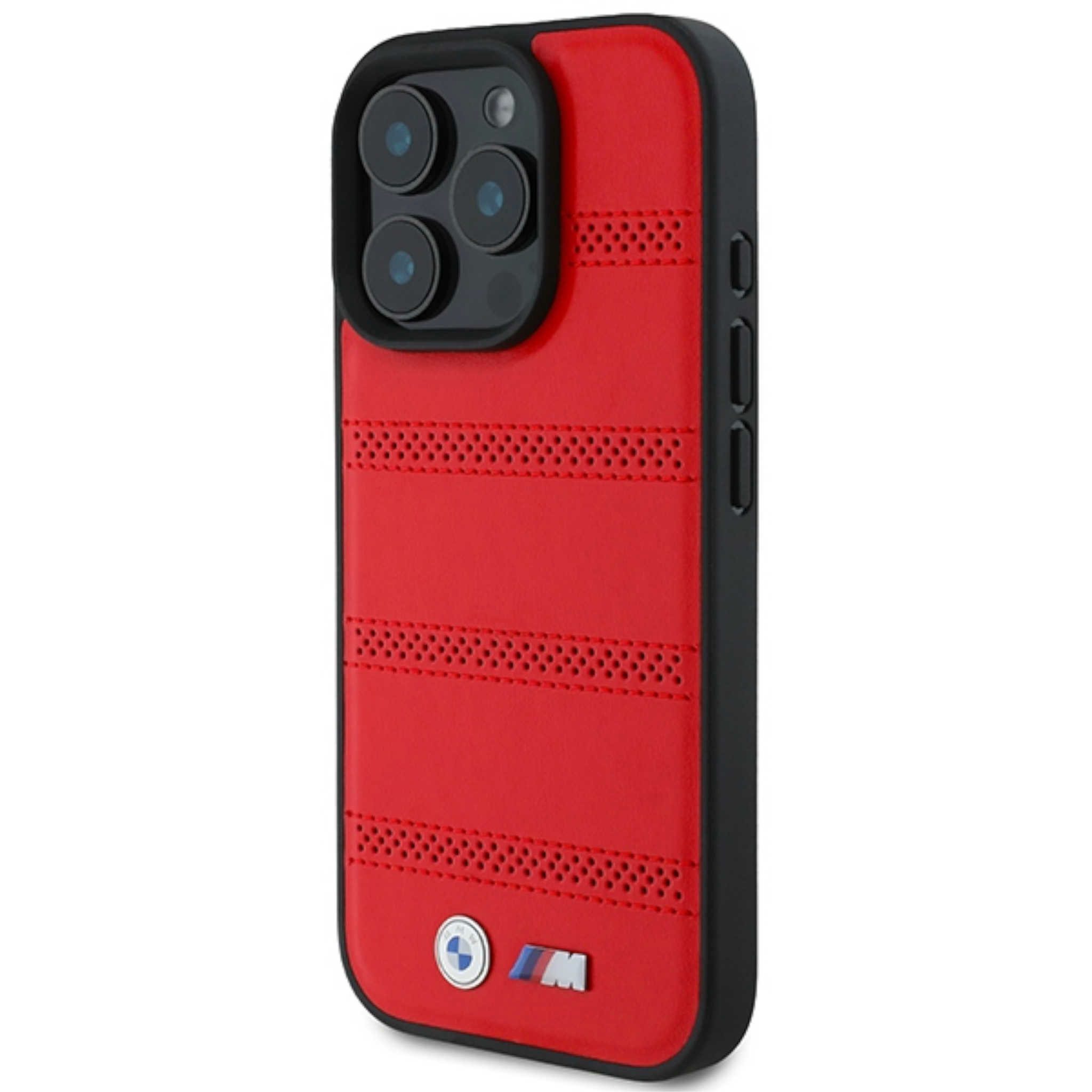 BMW Smartphone-Hülle BMW Apple iPhone 16 Pro Hardcase Perforated Stitched Line MagSafe
