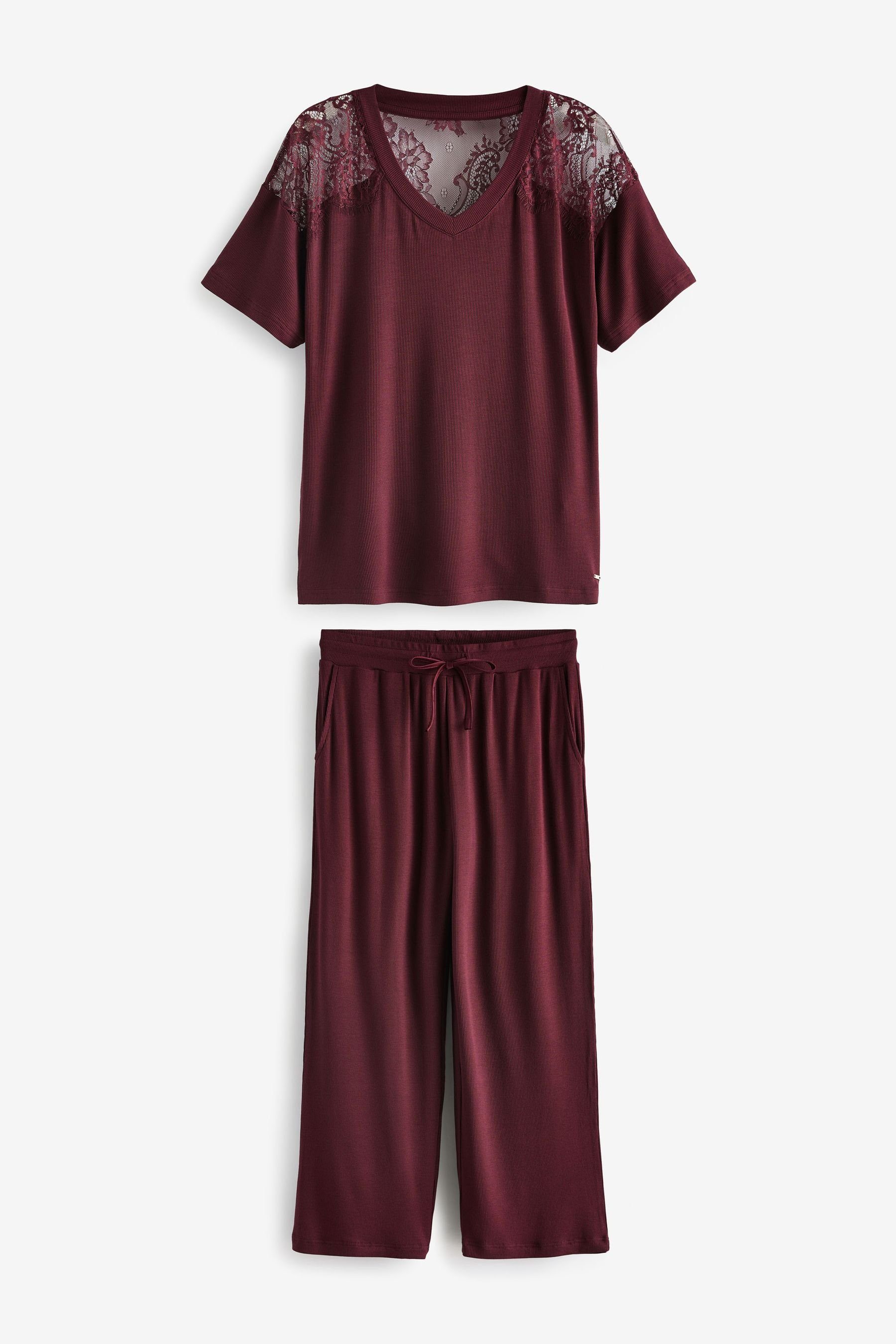 Next Pyjama Kurzarm-Schlafanzug mit Spitze (2 tlg)