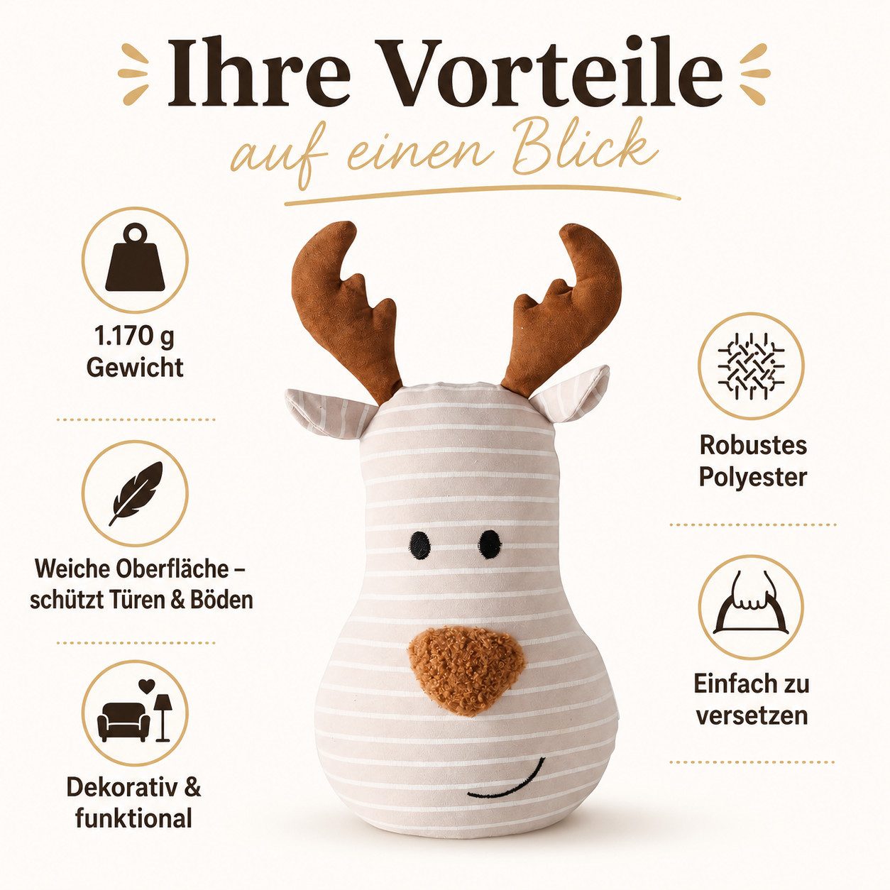 ReWu Bodentürstopper Boltze Türstopper Hirsch Tommy