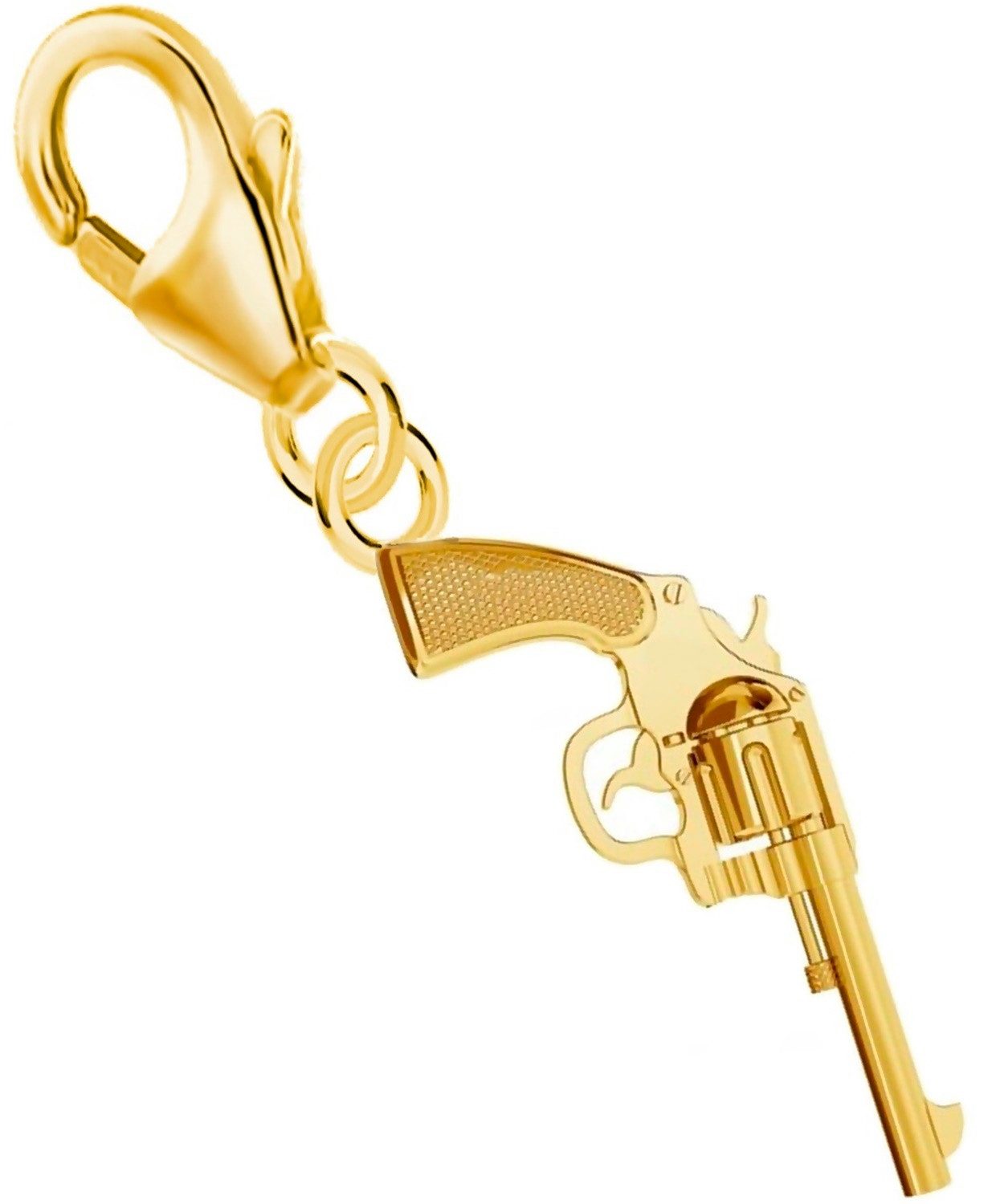 Goldene Hufeisen Charm-Einhänger Anhänger Gold Rosegold mini Revolver Karabiner Charm (1 Stück, inkl. Etui), beidseitig