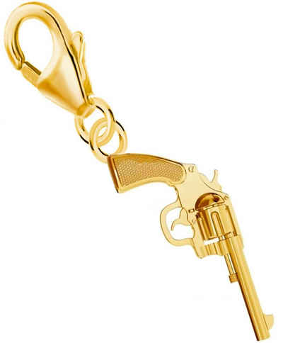 Goldene Hufeisen Charm-Einhänger Mini klein Revolver Karabiner Charm 925 Silber Vergoldet (1 Stück, inkl. Etui), beidseitig