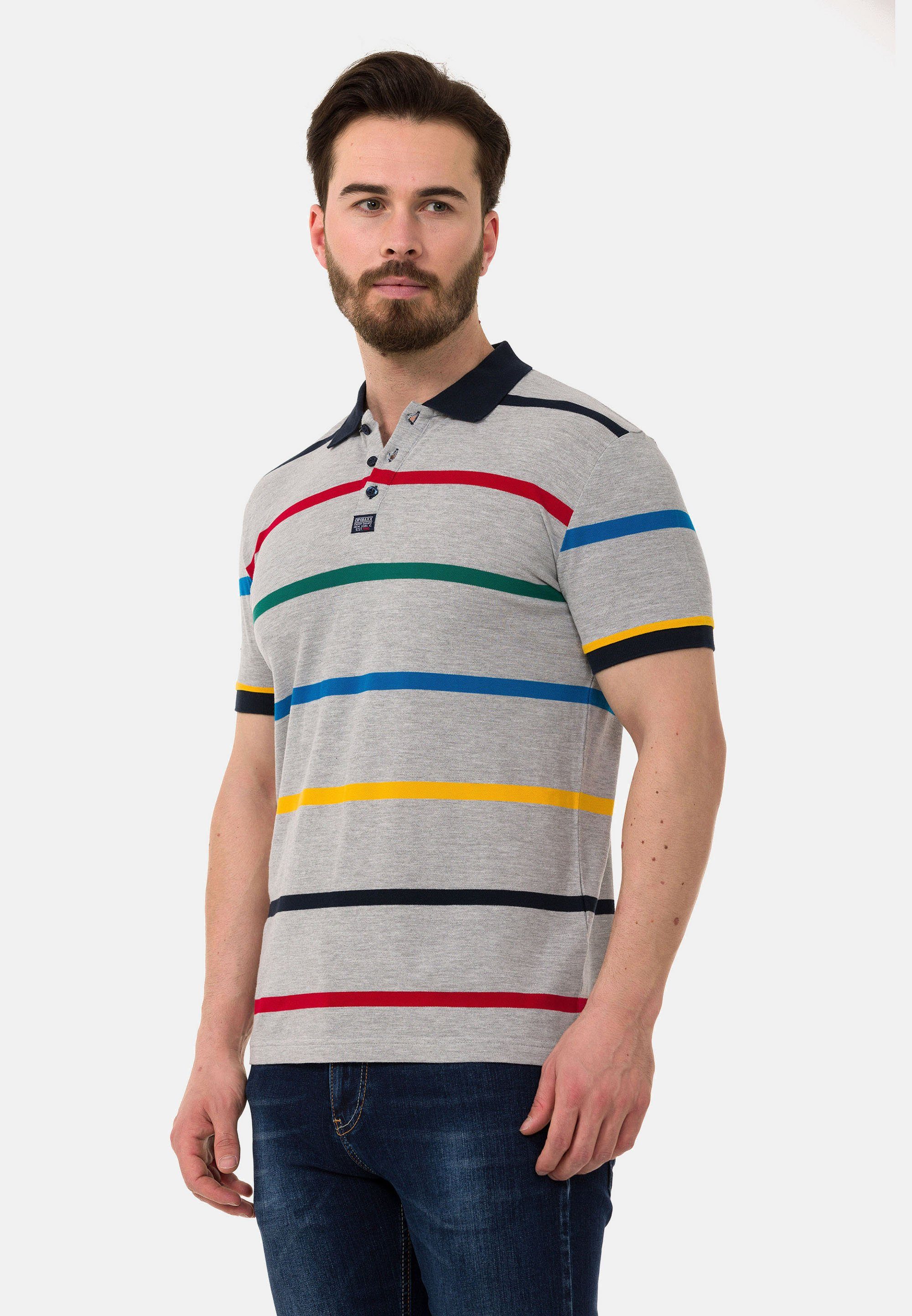 Cipo & Baxx Streifen-Design farbenfrohem grau mit Poloshirt