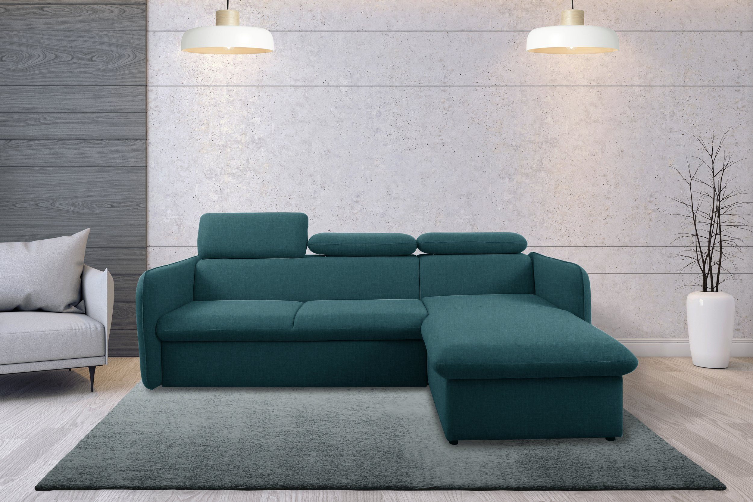 Amerigo, mane bestellbar, Bettfunktion und Ecksofa inklusive Design links oder Stylefy mit Eckcouch, rechts Bettkasten, Modern L-Form, Kopfteilverstellung,