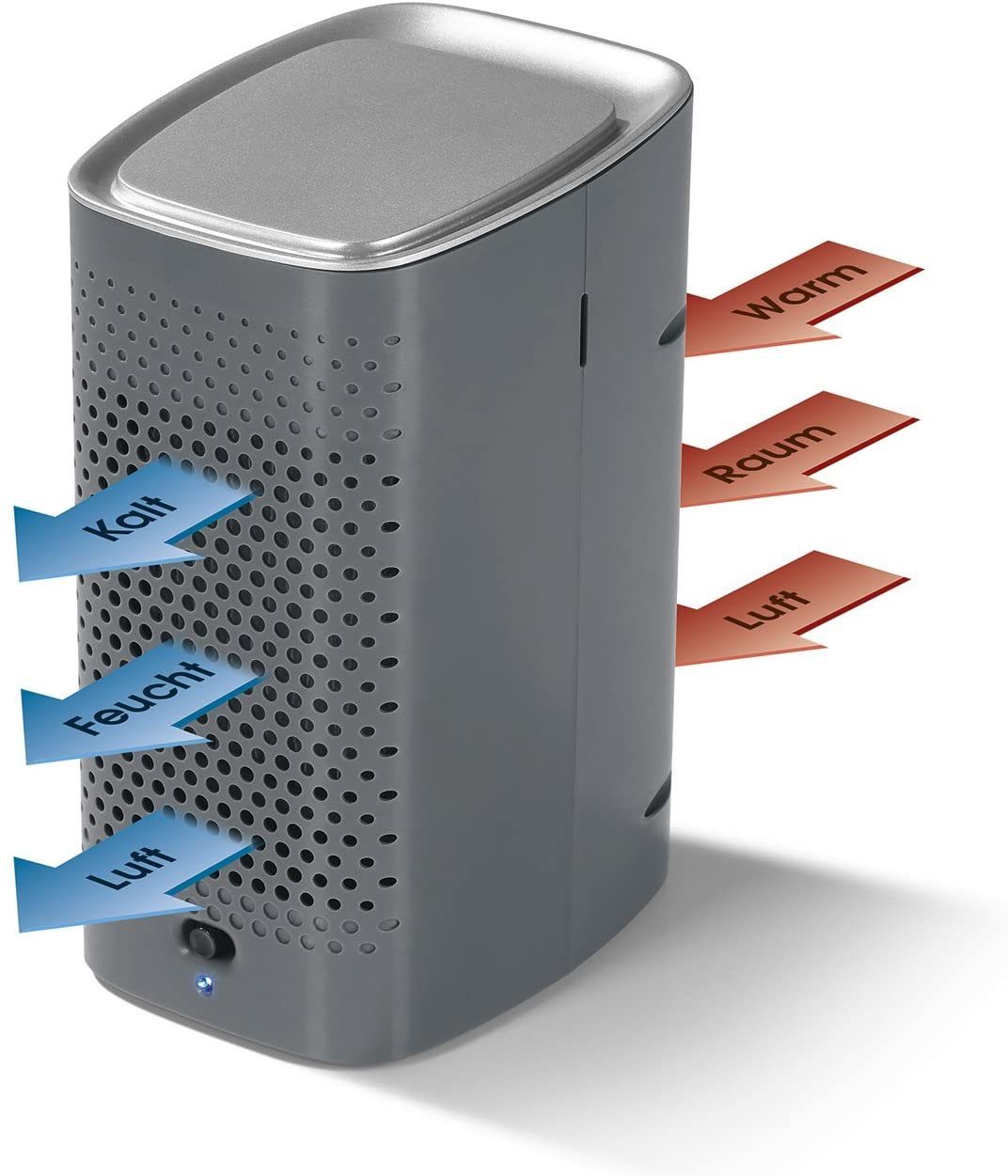 OUTLET-NORD Luftbefeuchter EASYmaxx Luftkühler Kompakt, Anthrazit Befeuchter mobile Klimaanlage Batterie Silber