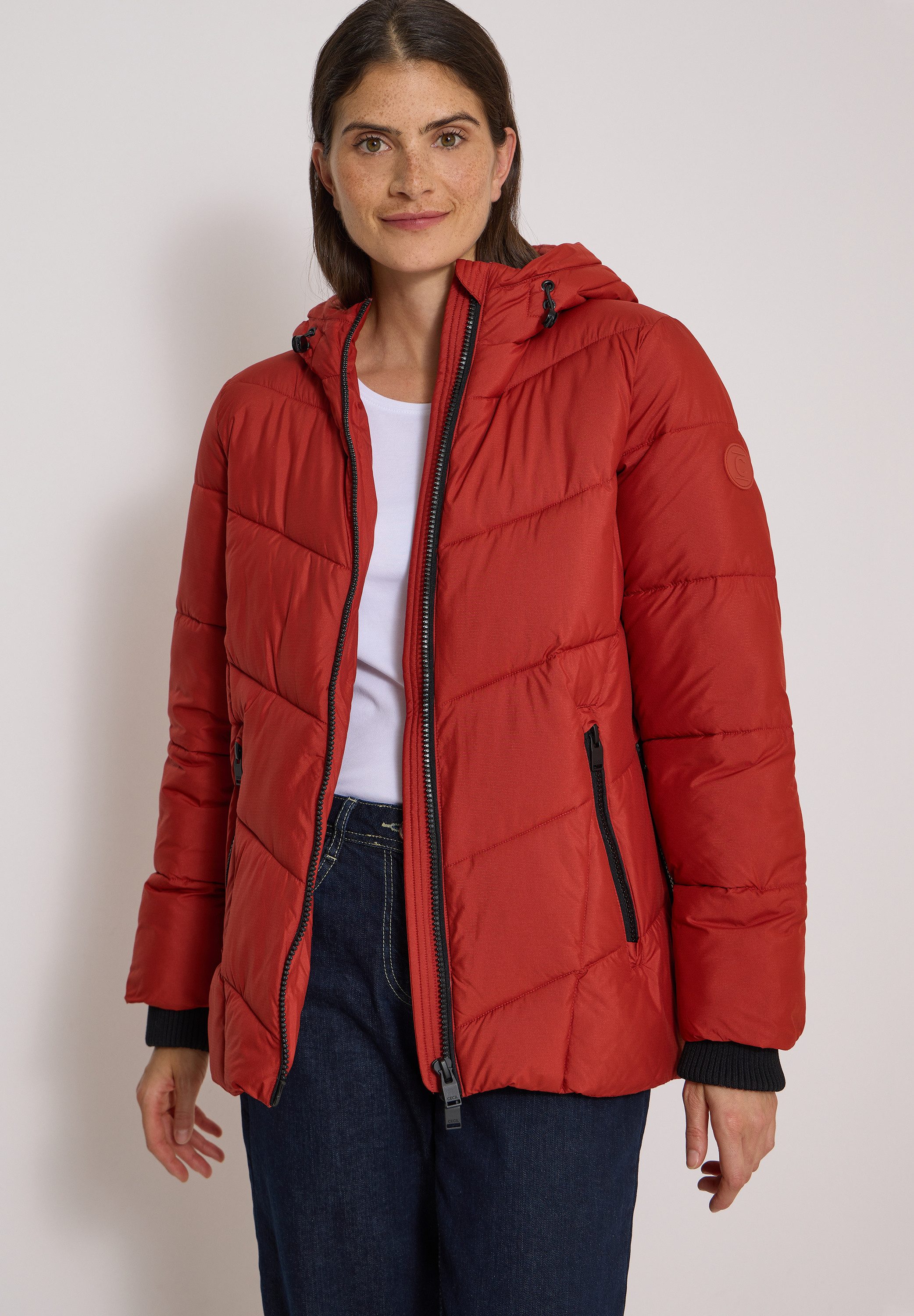 CECIL Steppjacke Winterjacke in Midi-Länge mit Kapuze