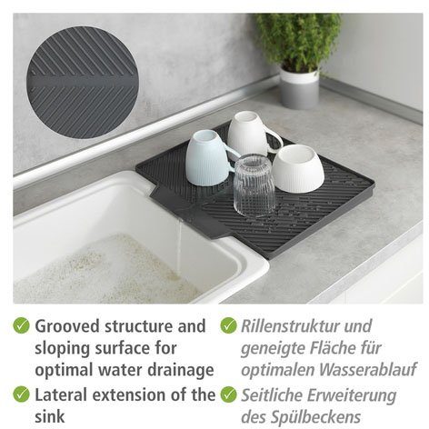 WENKO Abtropfmatte Modell Nelia, Trockenmatte für Geschirr & Besteck, spülmaschinengeeignet, Kunststoff