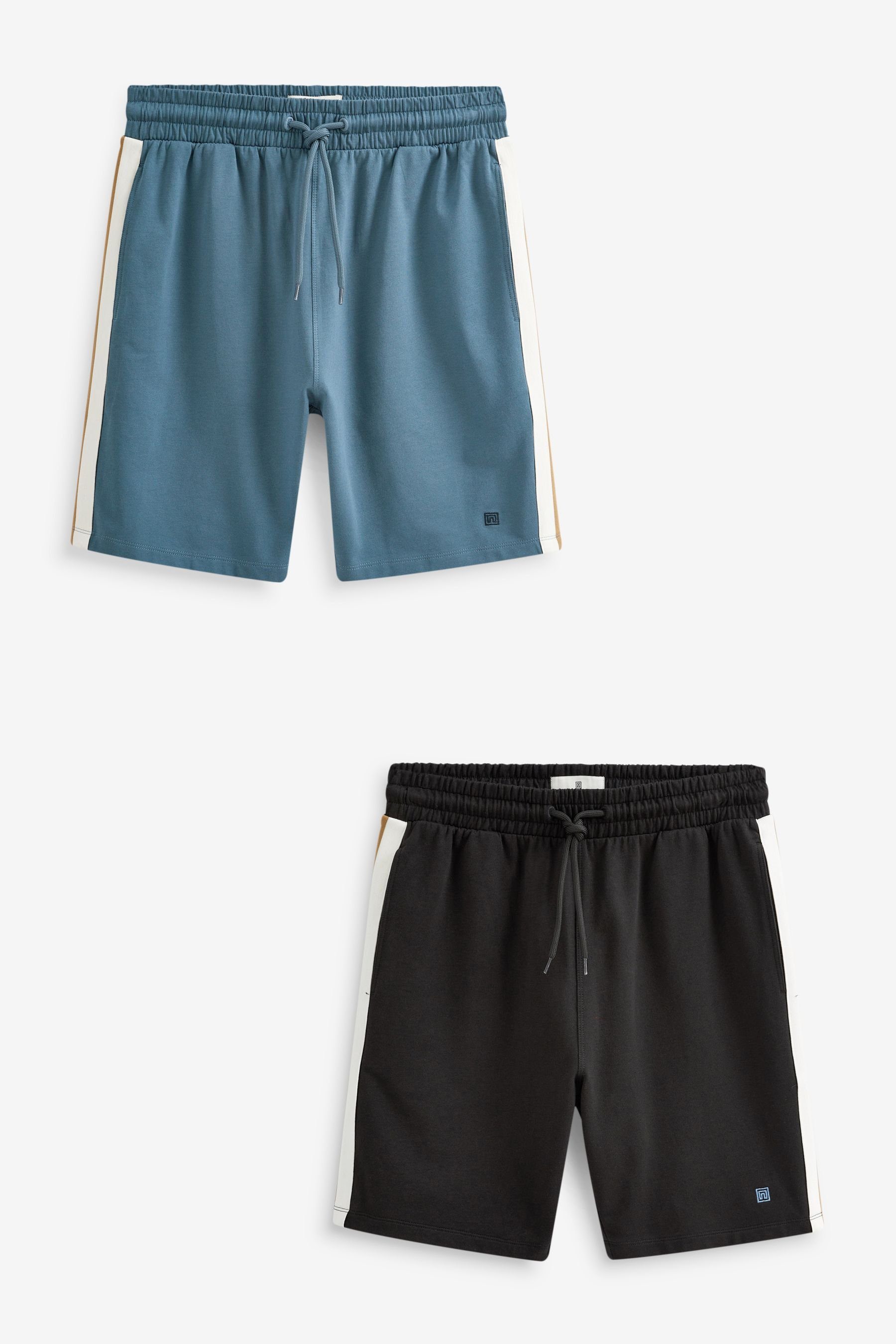 Next Schlafshorts Leichte Shorts, 2er-Pack (2-tlg) Blue/Black Panelled