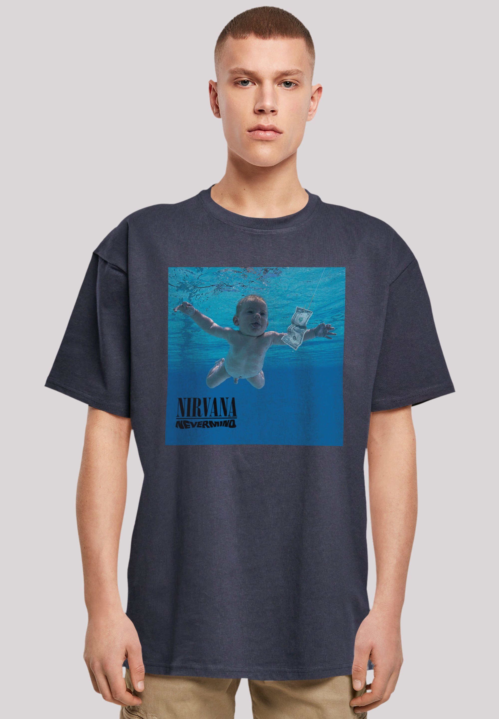 F4NT4STIC T-Shirt Nirvana Rock Band Nevermind Album Premium Qualität navy