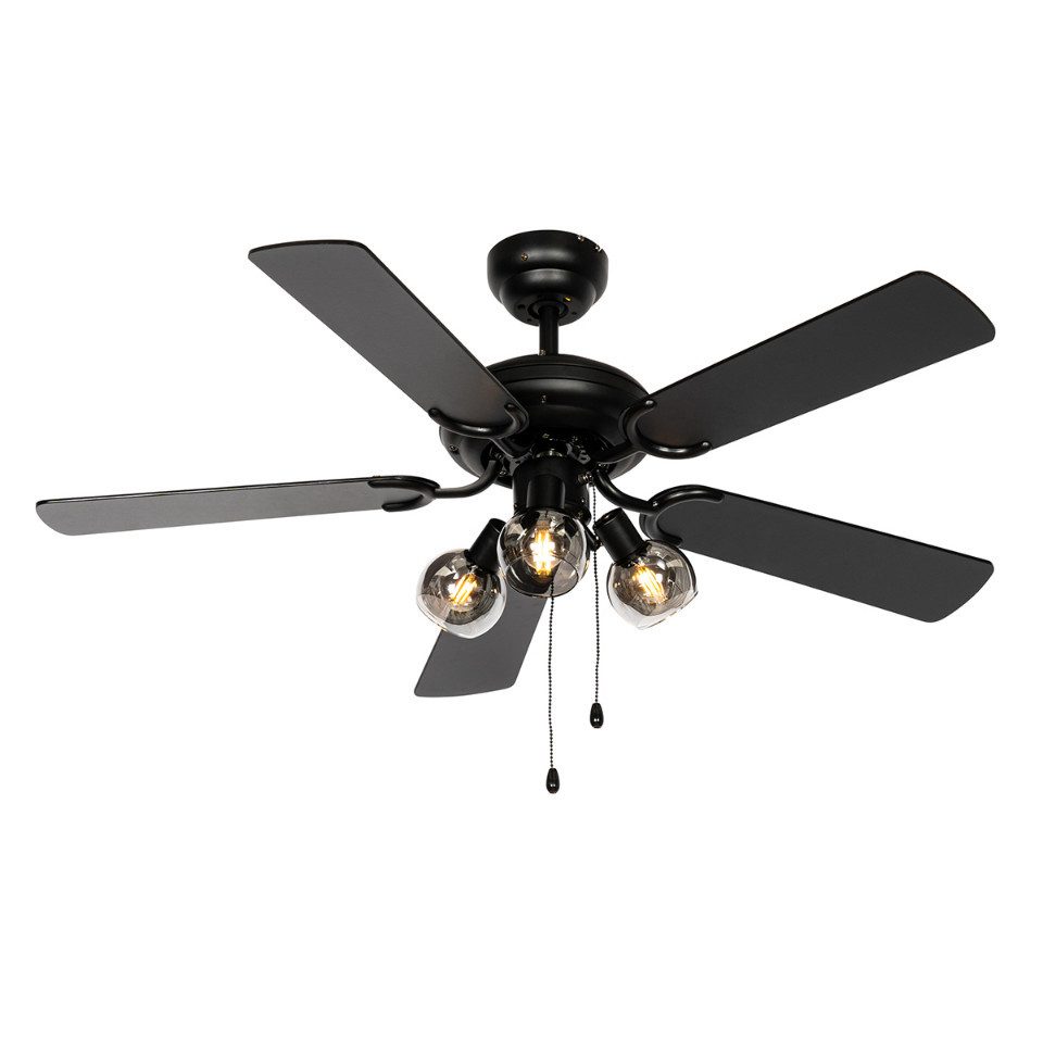 Qazqa Deckenventilator Mistral, E14, Schwarz, Industrie, günstig online kaufen