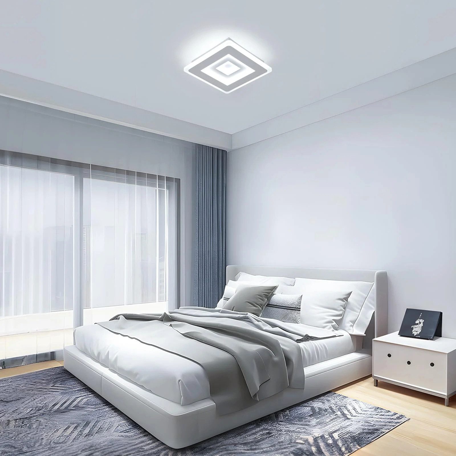Riserva Deckenleuchten Ultradünne Quadratische LED Deckenleuchte Weiß 20cm 28W 6500K, LED wechselbar – Bild 4 von 5
