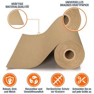 Boxolutions Packpapier Natürliches Geschenkpapier, Kraftpapier braun, 1 Rolle, 0,3 m x 25 m