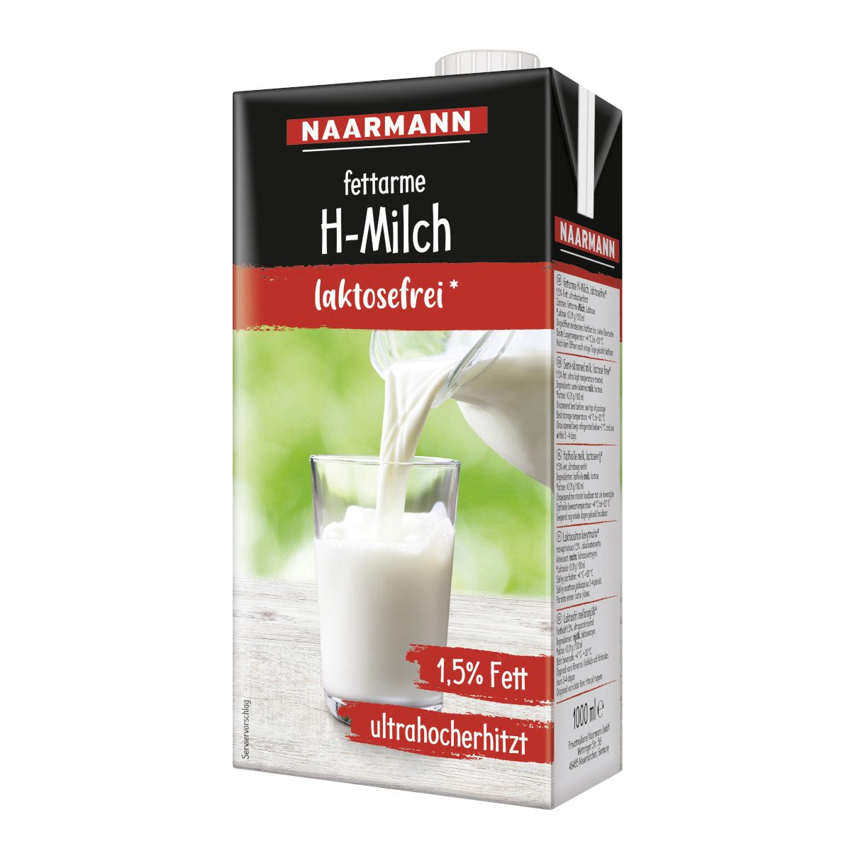 NAARMANN Süßigkeit, Naarmann laktosefreie haltbare Milch 1.5 Prozent Fett 1000ml