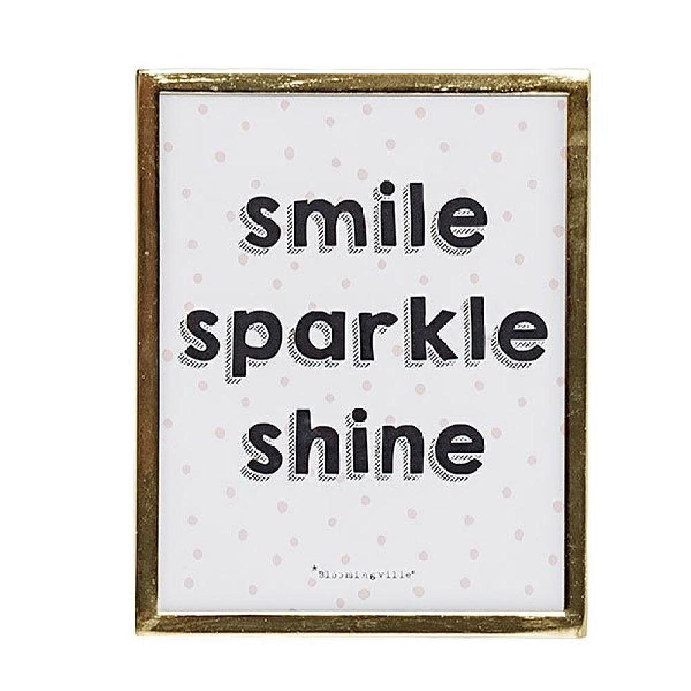 Wanddekoobjekt Bloomingville Bild mit Rahmen Shine Sparkle Smile