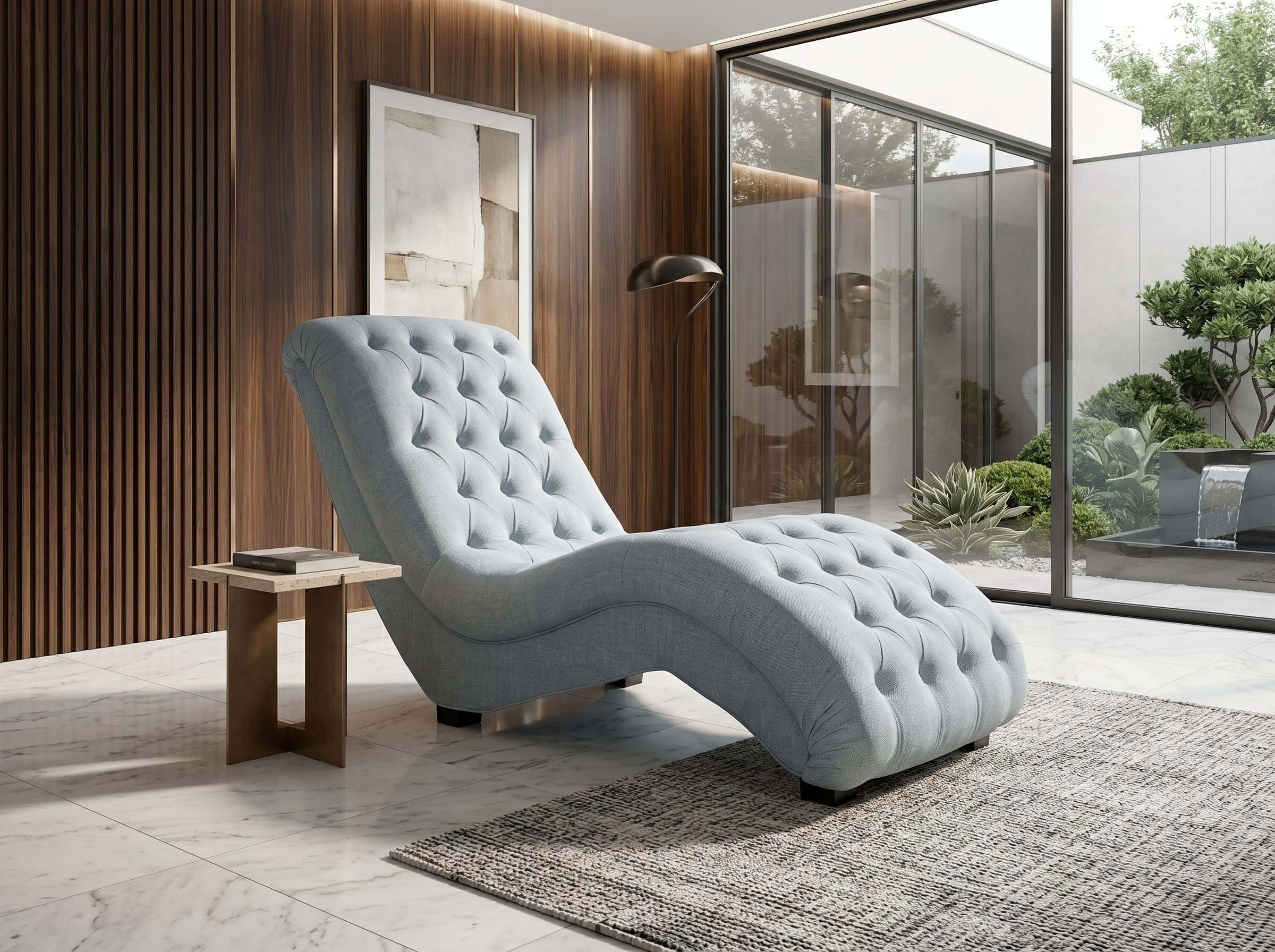 JVmoebel Relaxliege Graue Chaiselongue Stoff Liegestuhl Terrassenmöbel Polstermöbel, 1 Teile, Made in Europa