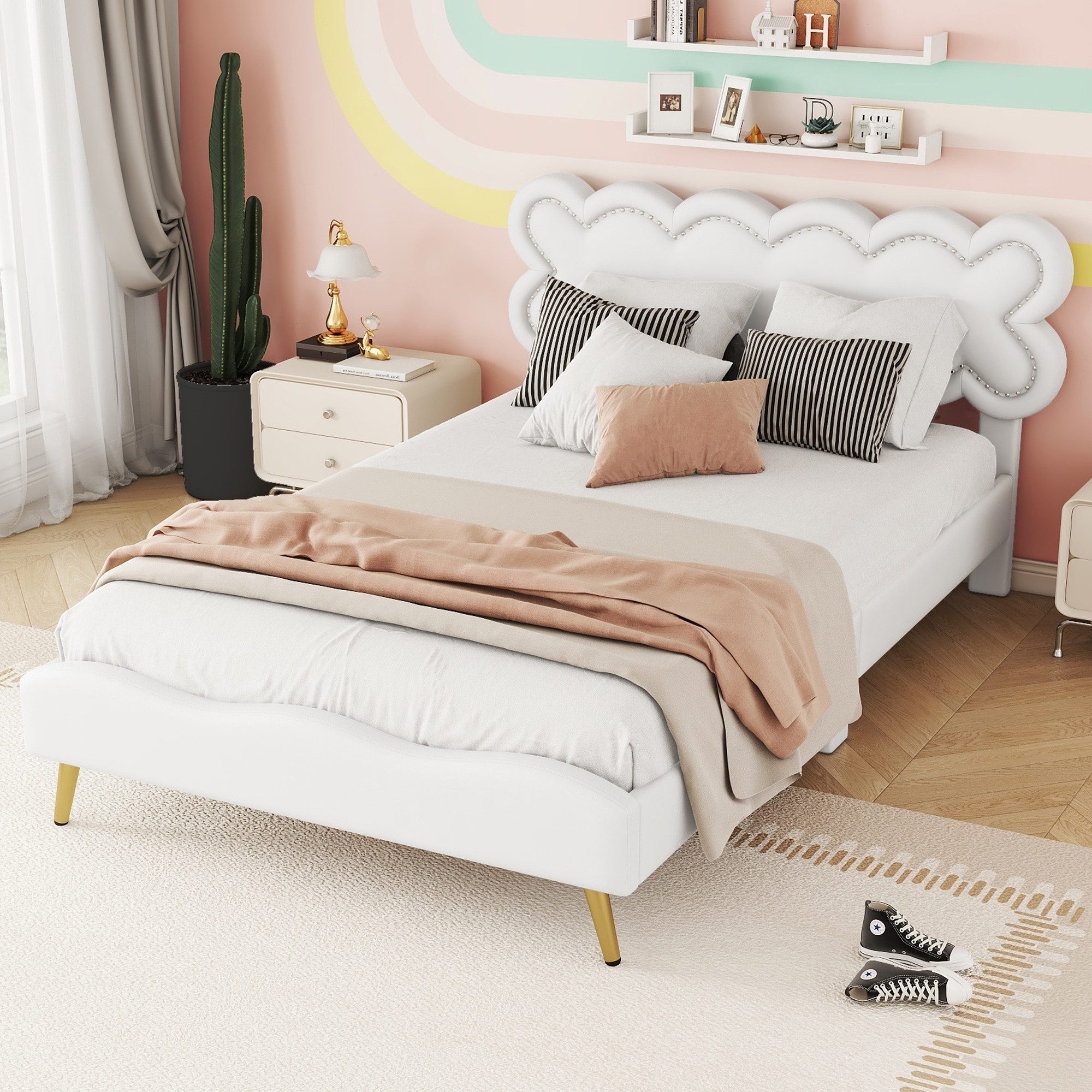 Flieks Polsterbett, Kunstleder Doppelbett Kinderbett 140x200cm günstig online kaufen