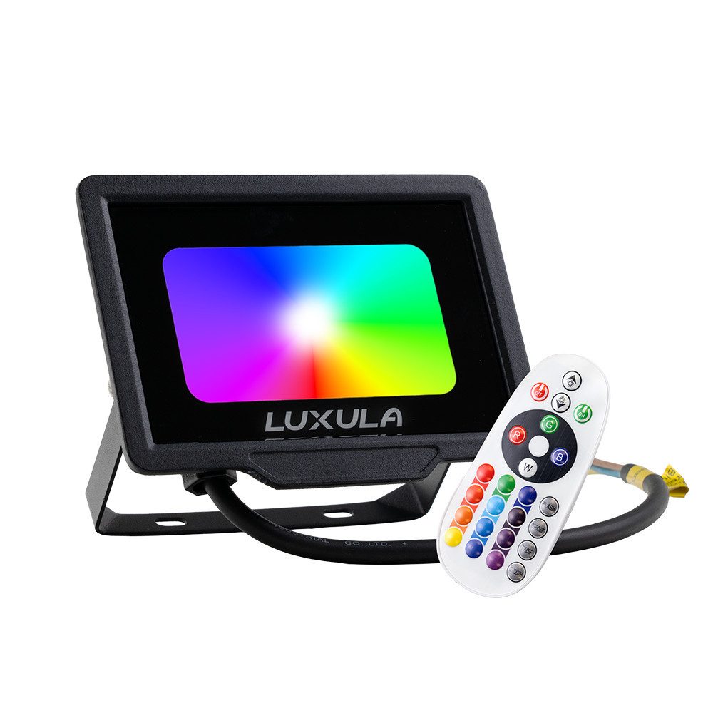 LUXULA LED Wandstrahler RGB Farbwechsel Fluter, LED fest integriert, 10W Außenstrahler mit Fernbedienung