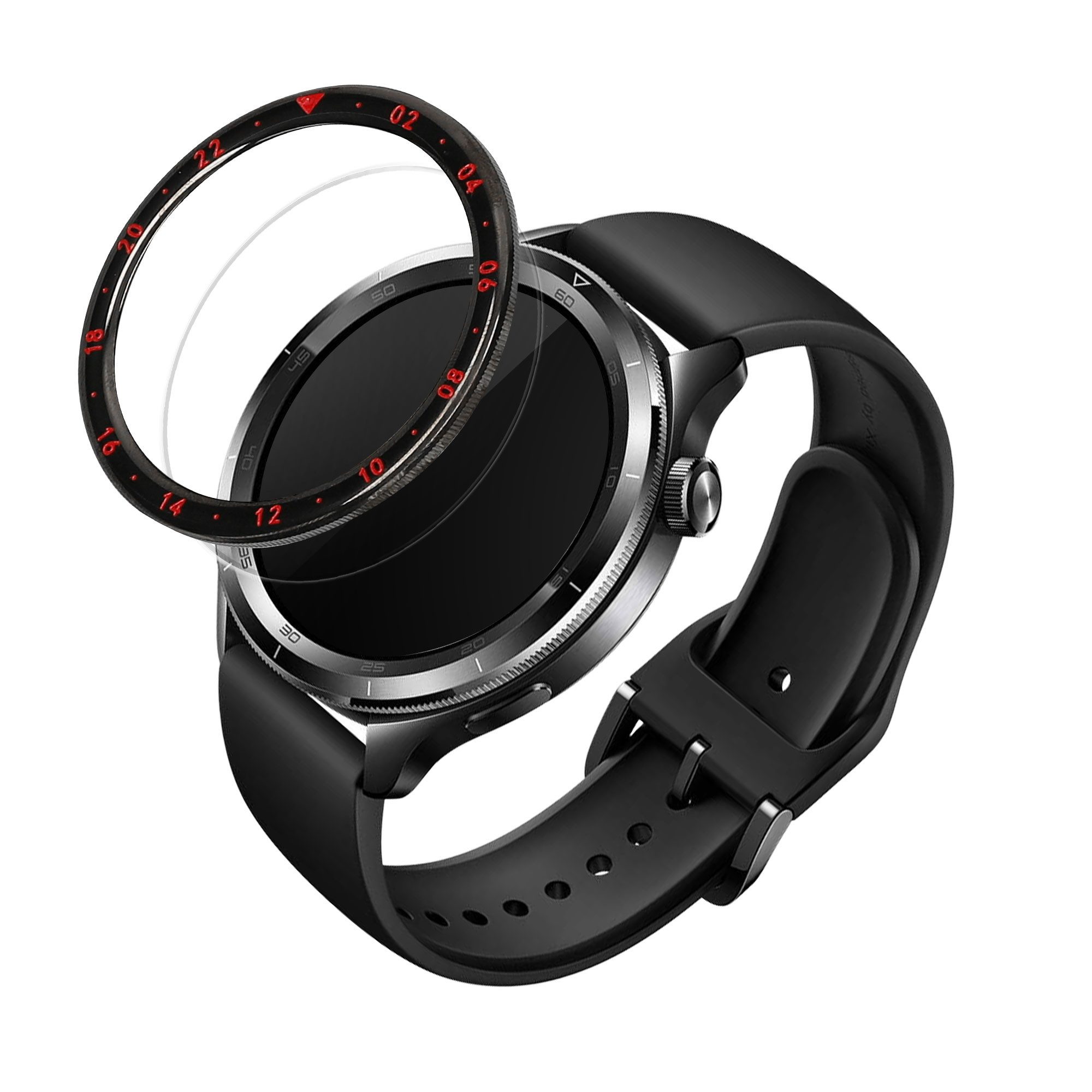 kwmobile Schutzring für Xiaomi Watch S4 /Watch S4 eSIM / Watch S3 Smartwatch, 1-tlg., Bezel Ring Lünette in Schwarz Rot