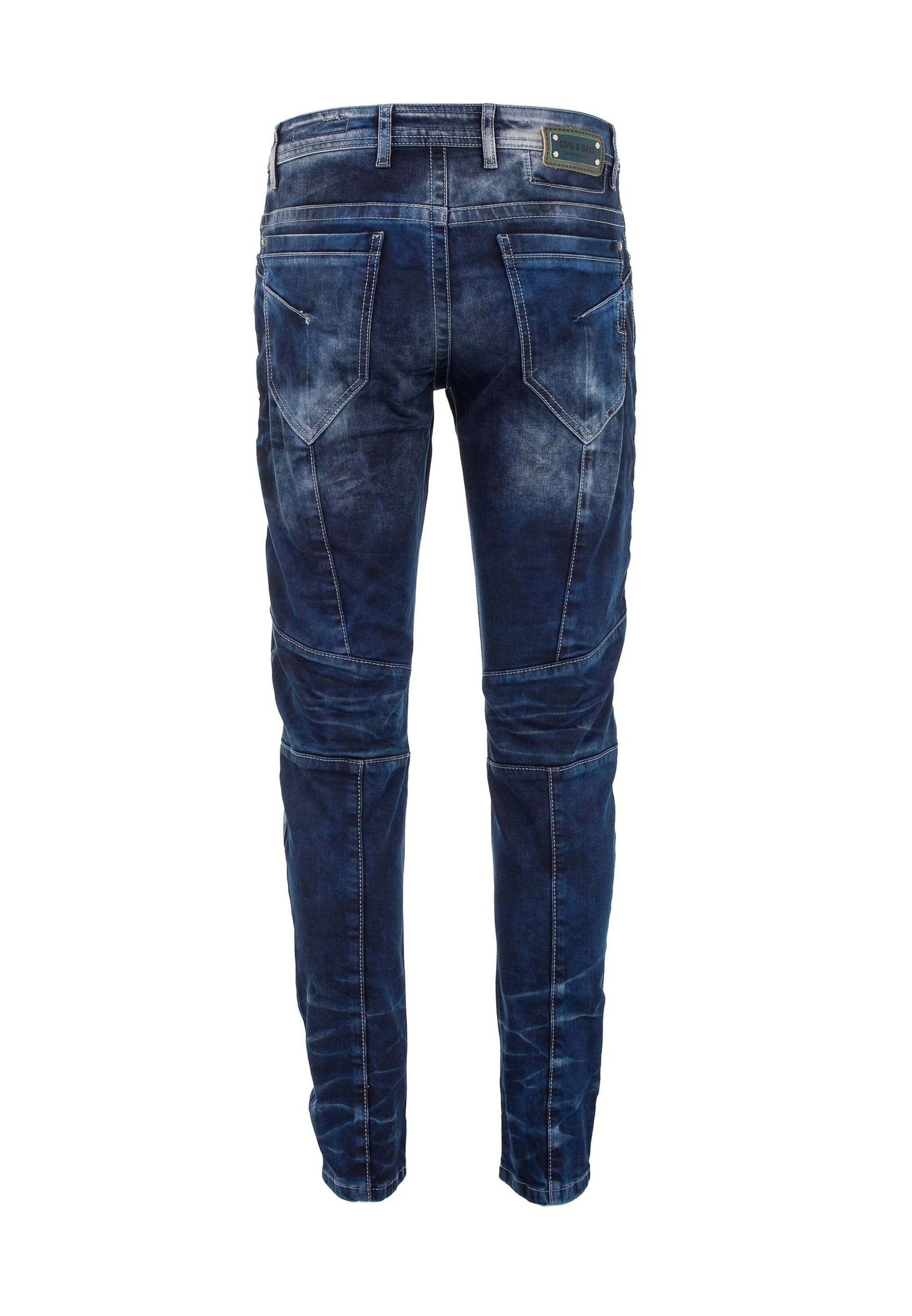 Cipo & Baxx Tapered-fit-Jeans Jeans mit cooler Waschung und Ziernähten, CD-286