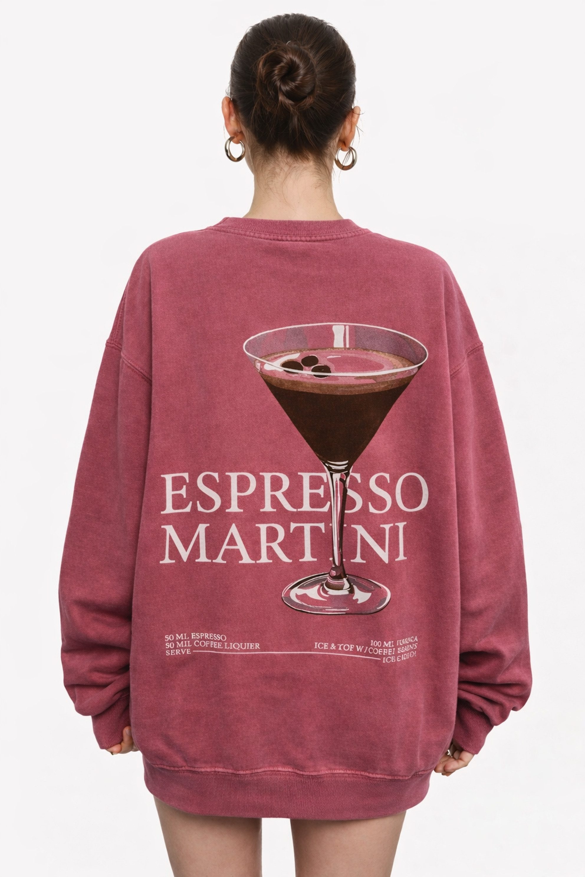 Worldclassca Sweatshirt Worldclassca Oversized Sweatshirt ESPRESSO Print Langarm Pullover Print ESPRESSO MARTINI