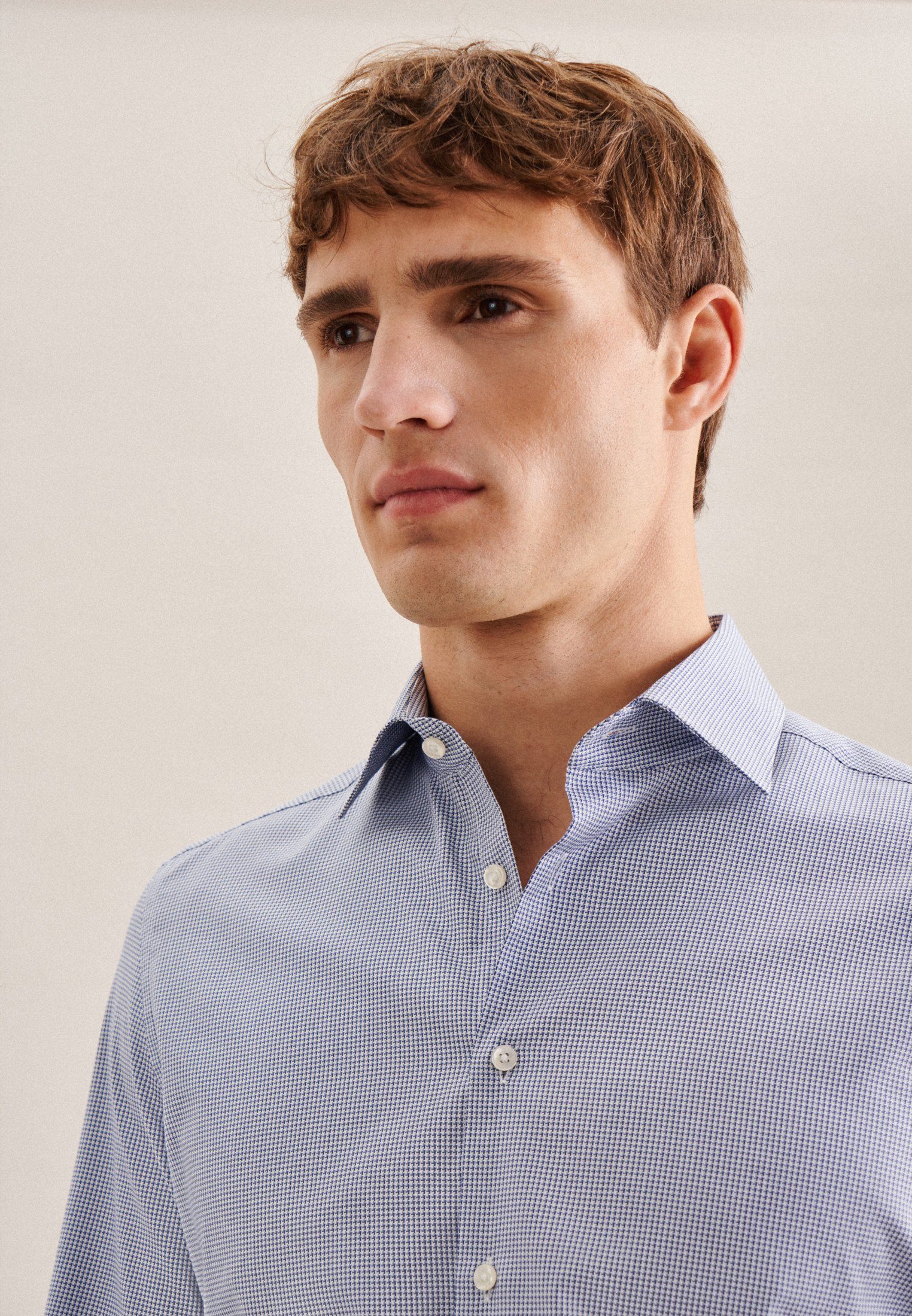 seidensticker Businesshemd Shaped Shaped 1/1 Kentkragen Pepita