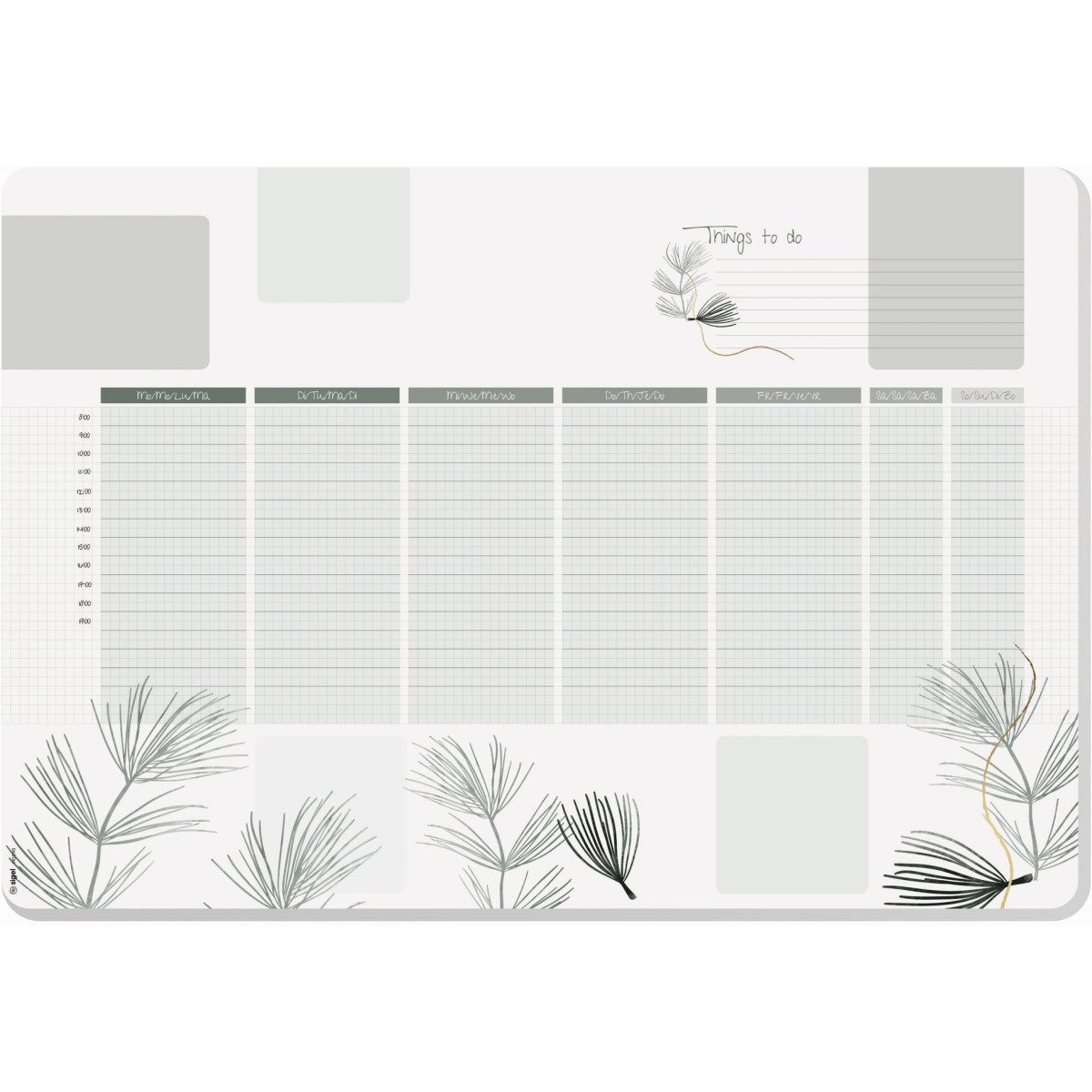 Sigel Schreibtischunterlage Schreibunterlage 595x410mm Weekly Planner Nature 30 Blatt Packung mit