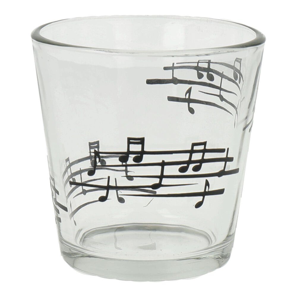 mugesh Tischkerzenhalter Teelichtglas mit Notenlinien, für Musiker