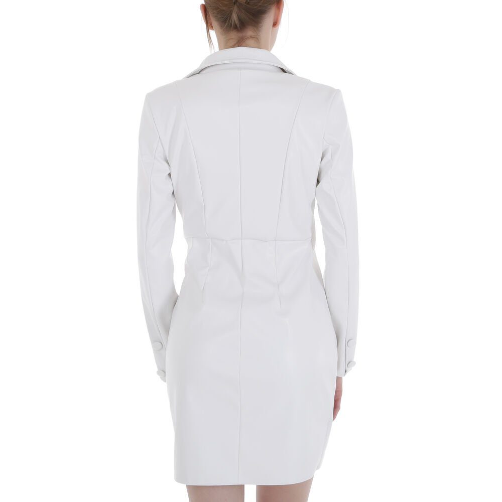 Ital-Design Bleistiftkleid Damen Party Stretch in & Lederoptik Weiß Minikleid Drapiert Clubwear Wickel