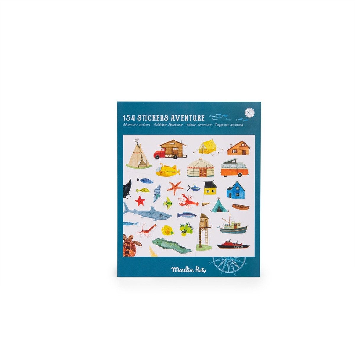 Moulin Roty Kreativset Stickerset Der Forscher 154 Sticker Handarbeitsset für kreative Kinder, Handarbeitsset