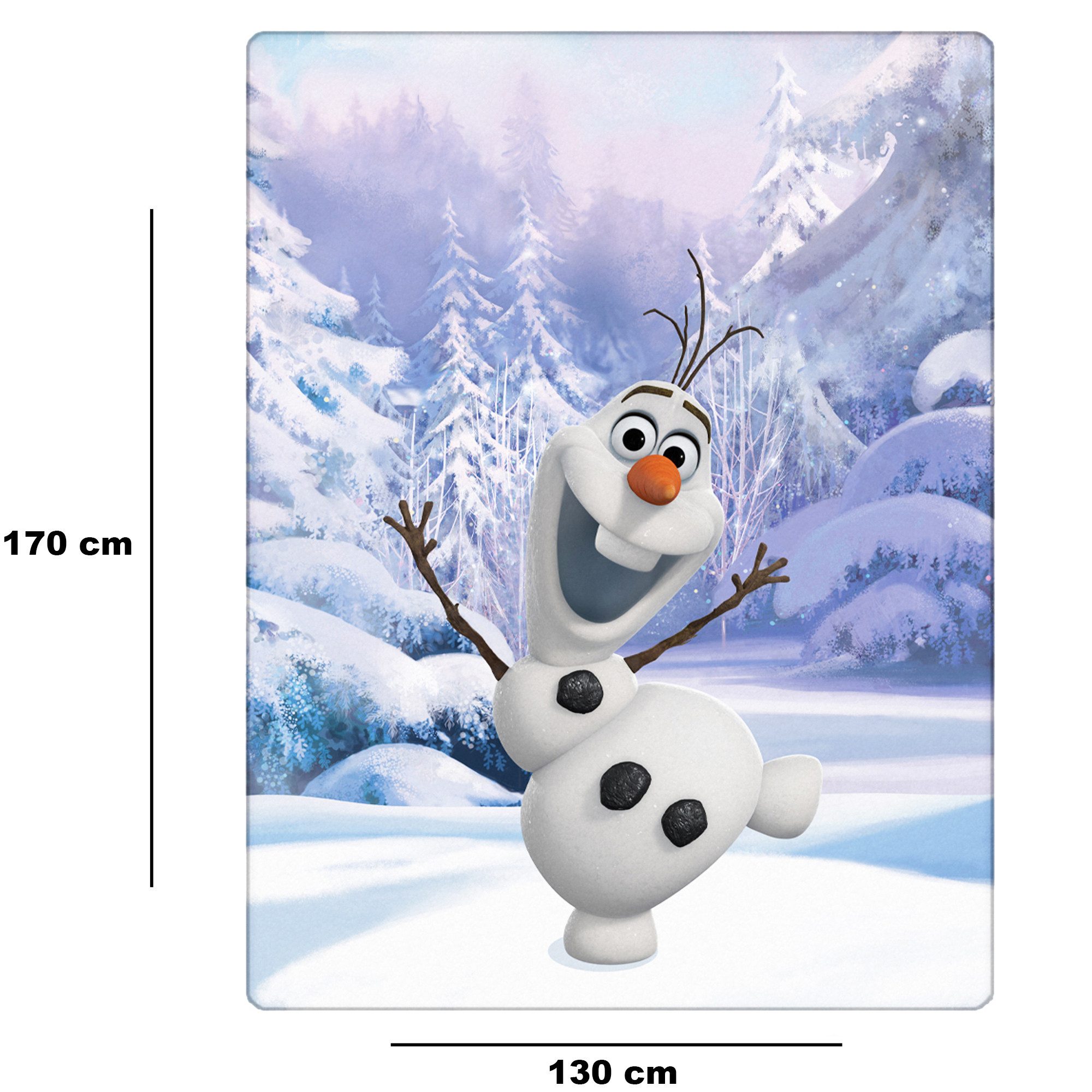 BERONAGE Tagesdecke Frozen Die Eiskönigin Decke Olaf Winter 130x170 cm Coral Fleecedecke, passend zur Bettwäsche, ideal für Sofa, Couch, Bett, Auto, Camping