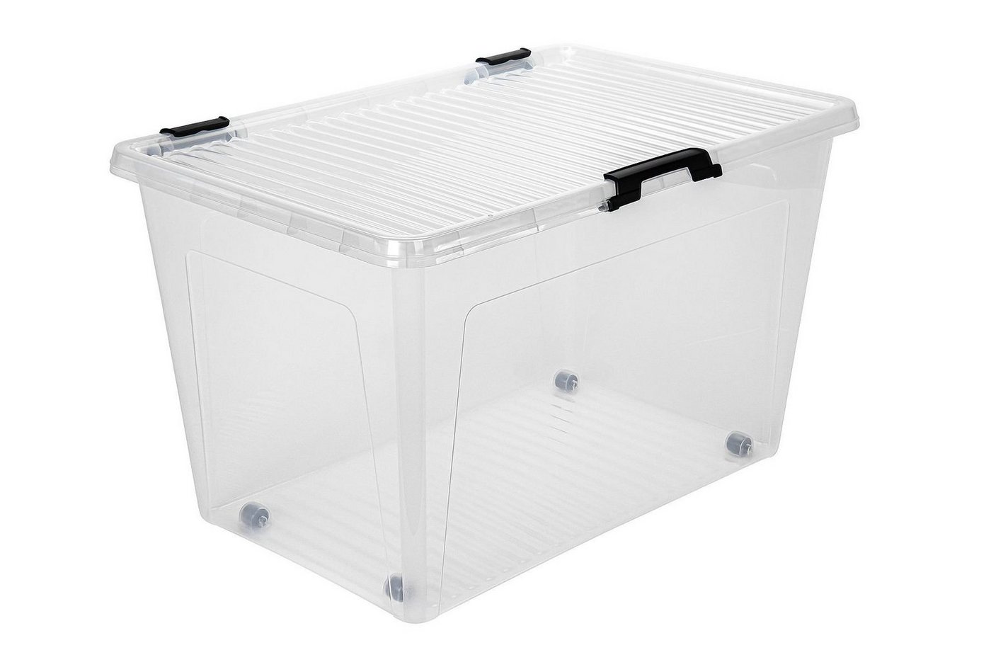 Thumbnail - dynamic24 Aufbewahrungsbox mit Rollen (2 St), 52L mit Deckel Kunststoffbox Stapelbox Lager Regal Box