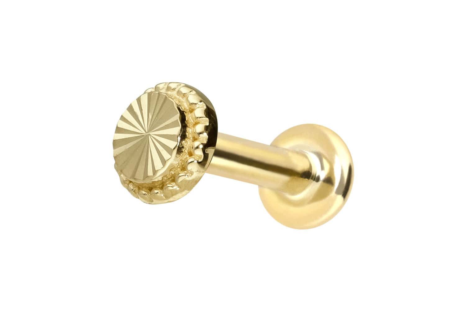 Piercing-Set 14 Karat Gold Labret mit Push Fit DISC