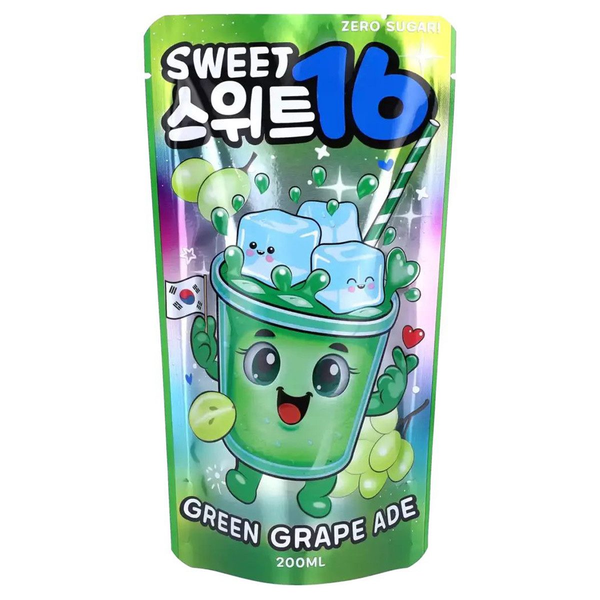 Sweet16 Softgetränk, Sweet16 Grüne Traubenlimonade Green Grape Ade zuckerfrei 200ml