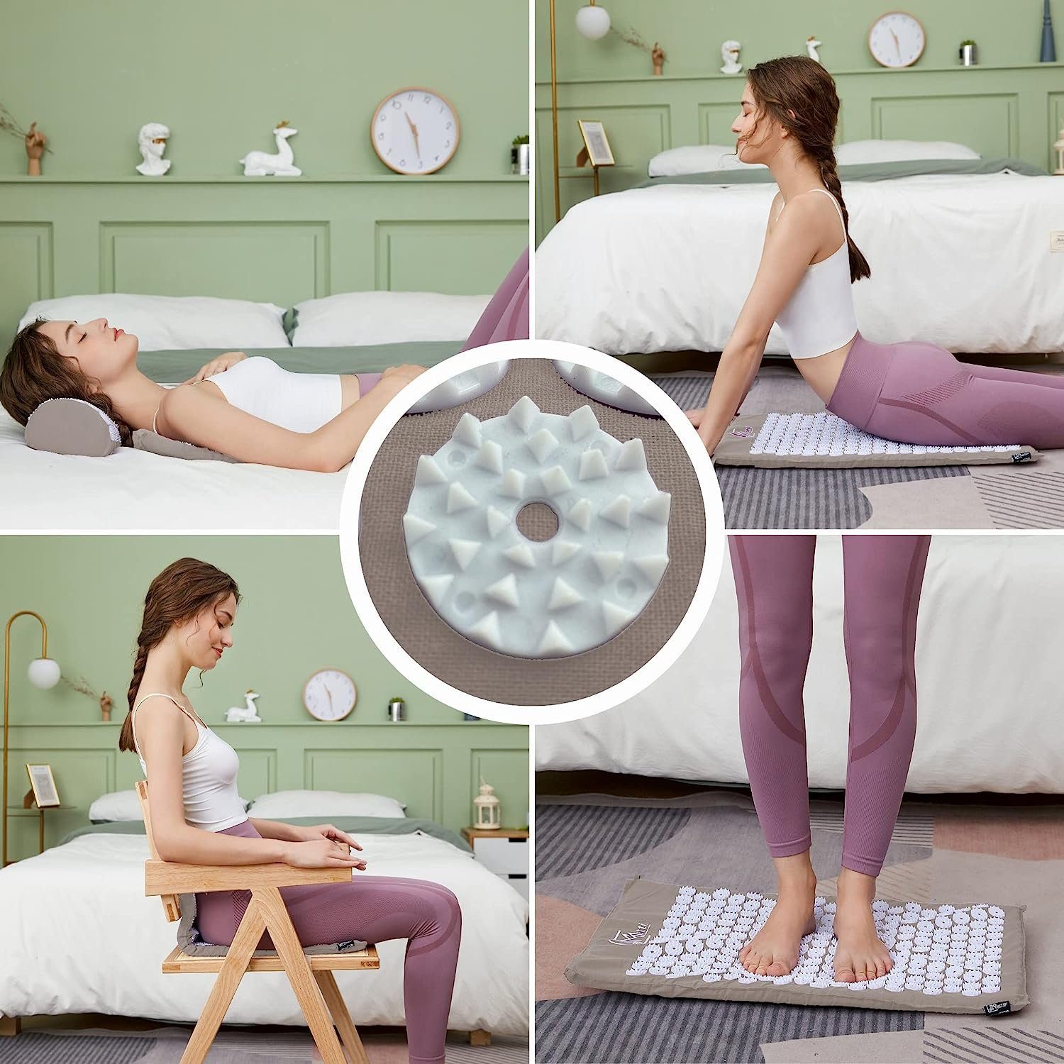 Montegoni Akupressurmatte mit Kissen für Massage & Schmerzlinderung, Shakti Matte Original (mit Praktische Tragetasche, Akupressur Set für Entspannung, Stimulation und Meditation), Stimulierende Spitzen, Entspannung, Schmerzlinderung
