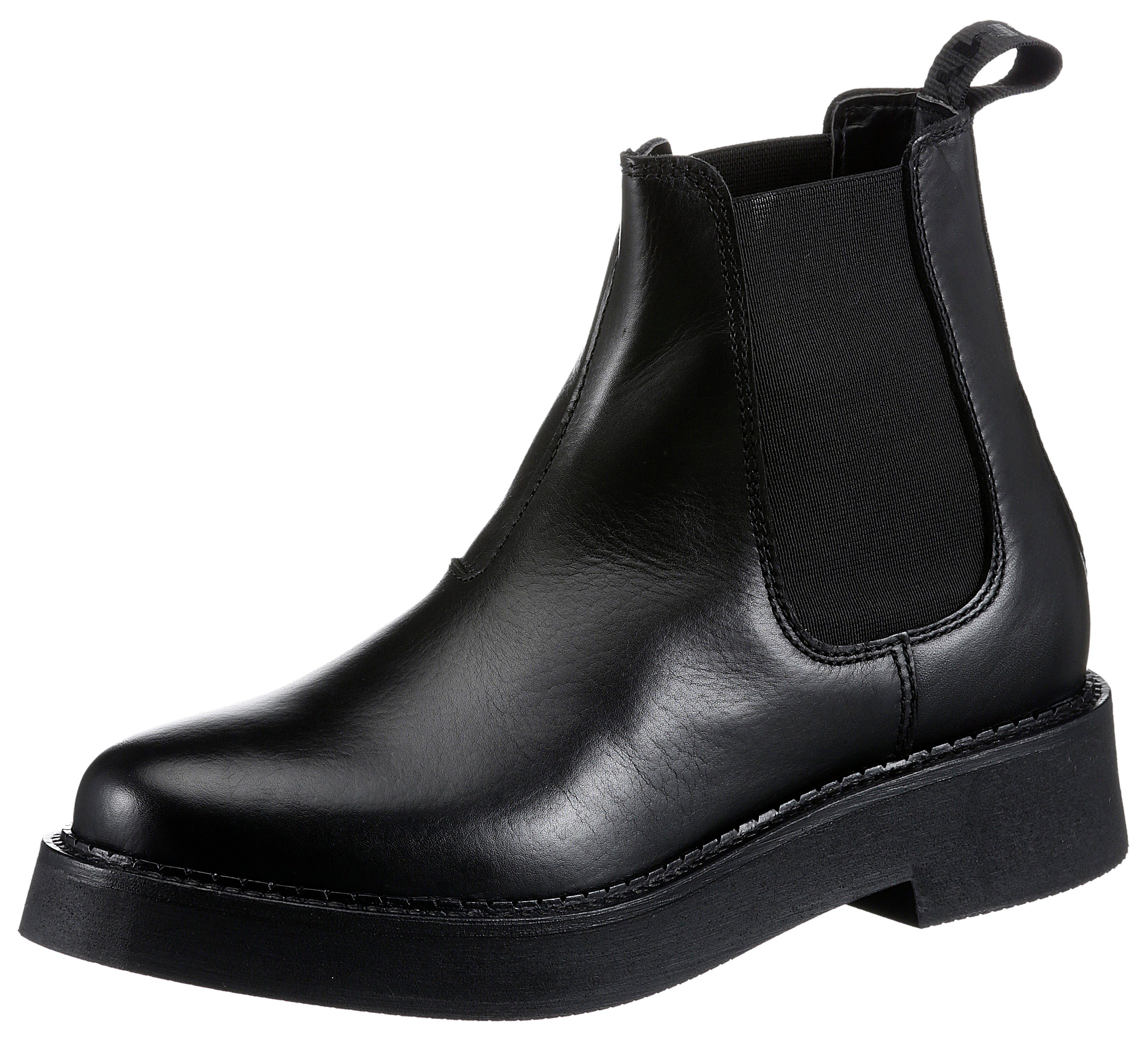 schmale FLAT BOOT Form Tommy Chelseaboots mit Jeans TJW CHELSEA Stretcheinsatz, komfortablem