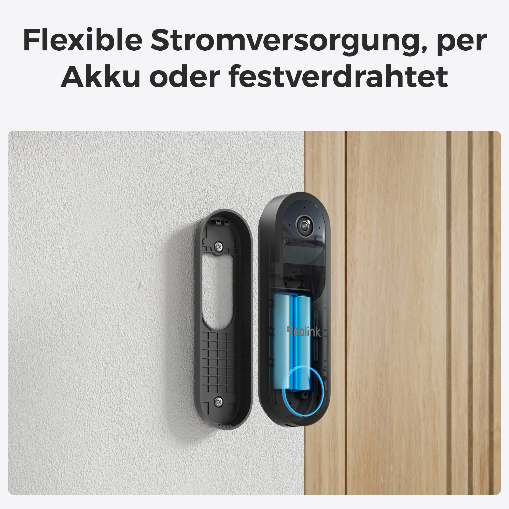 Reolink Smart Home Türklingel Akku-Türklingel Smarte 2K Dualband-WLAN (Außenbereich, 4MP,Personen/Fahrzeug/Paketerkennung,Arbeitet mit Reolink NVR,Chime)