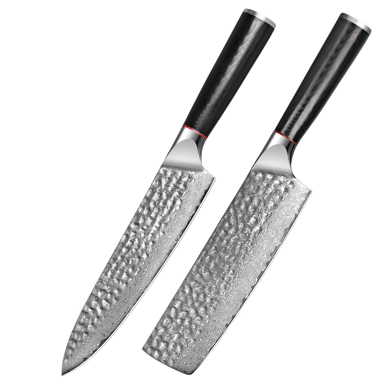 KingLux Messer-Set 2tlg.Damastmesser Set Chefmesser Nakirimesser Damaststahl (2-tlg)