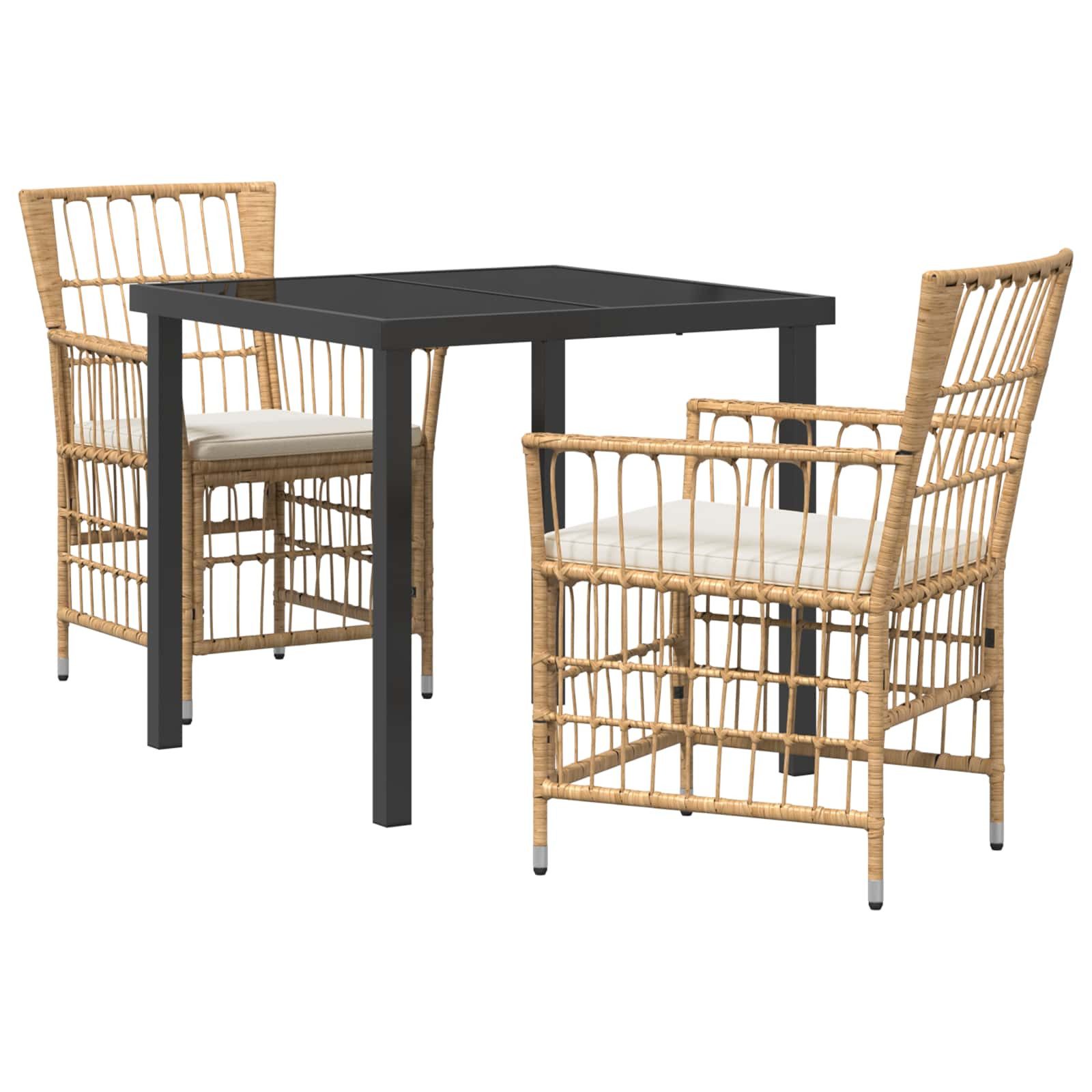 vidaXL Gartenlounge-Set Outdoor-Essgruppe 3 stk. Natur Poly-Rattan, (3-tlg)