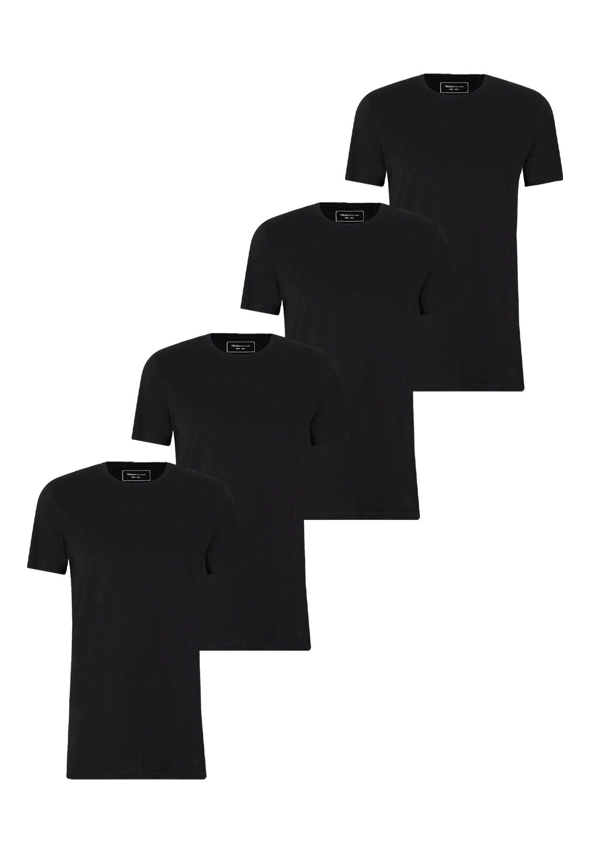 TOM TAILOR T-Shirt 4-er Set Basic T-Shirt (4-tlg) 5300 in Schwarz