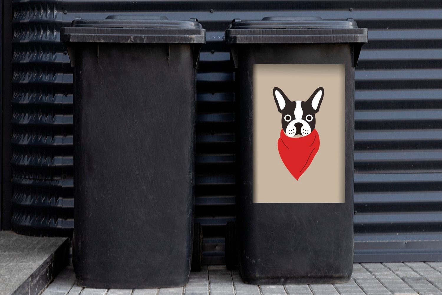 MuchoWow Mülltonne, Sticker, Kopftuch Container, Kinder mit Mülleimer-aufkleber, Hund Abfalbehälter St), (1 Illustration Wandsticker