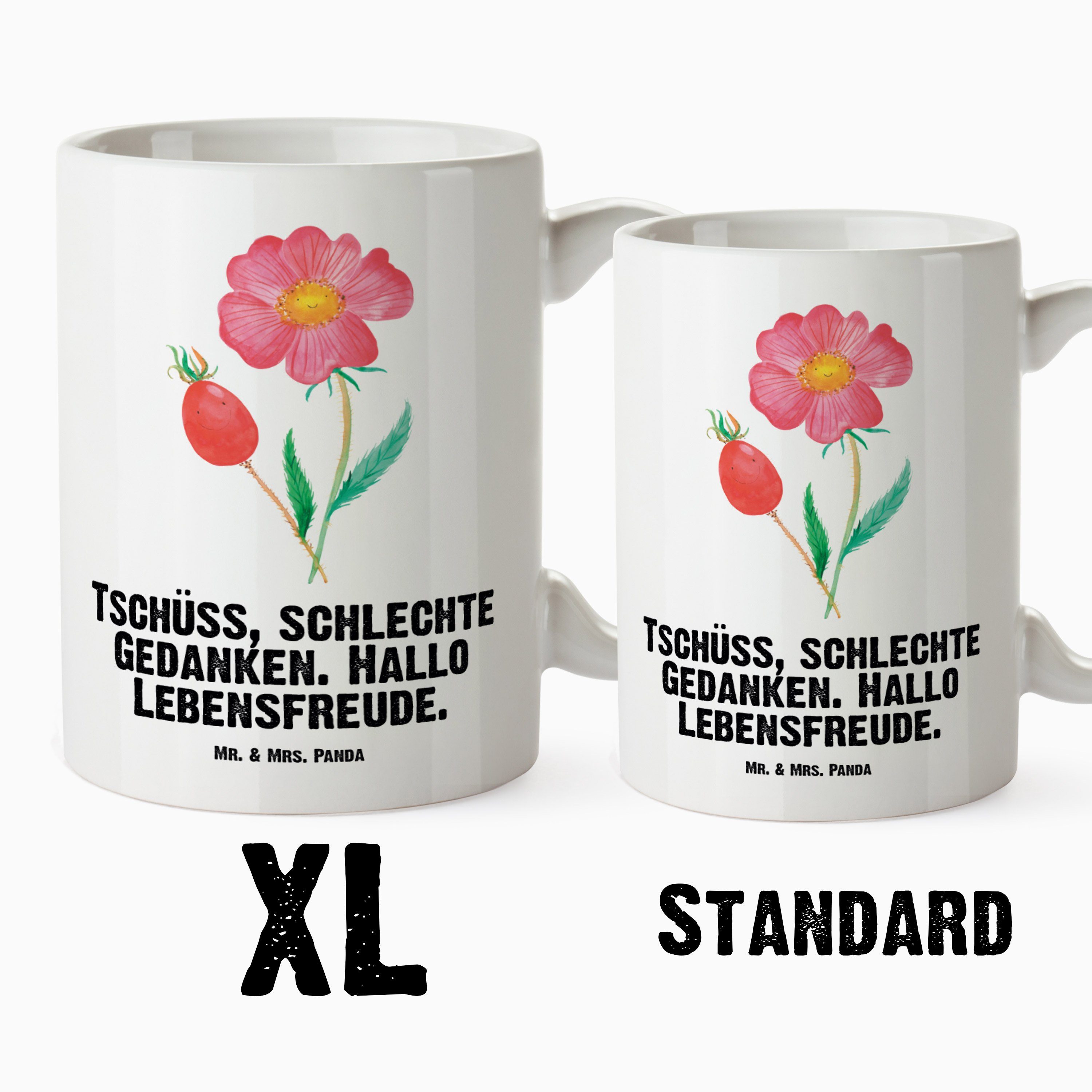& - Tasse Mrs. Mr. XL XL Tasse, Blumen Keramik Panda Hagebutte Becher, XL Weiß - Deko, Geschenk, Blumen, Tasse