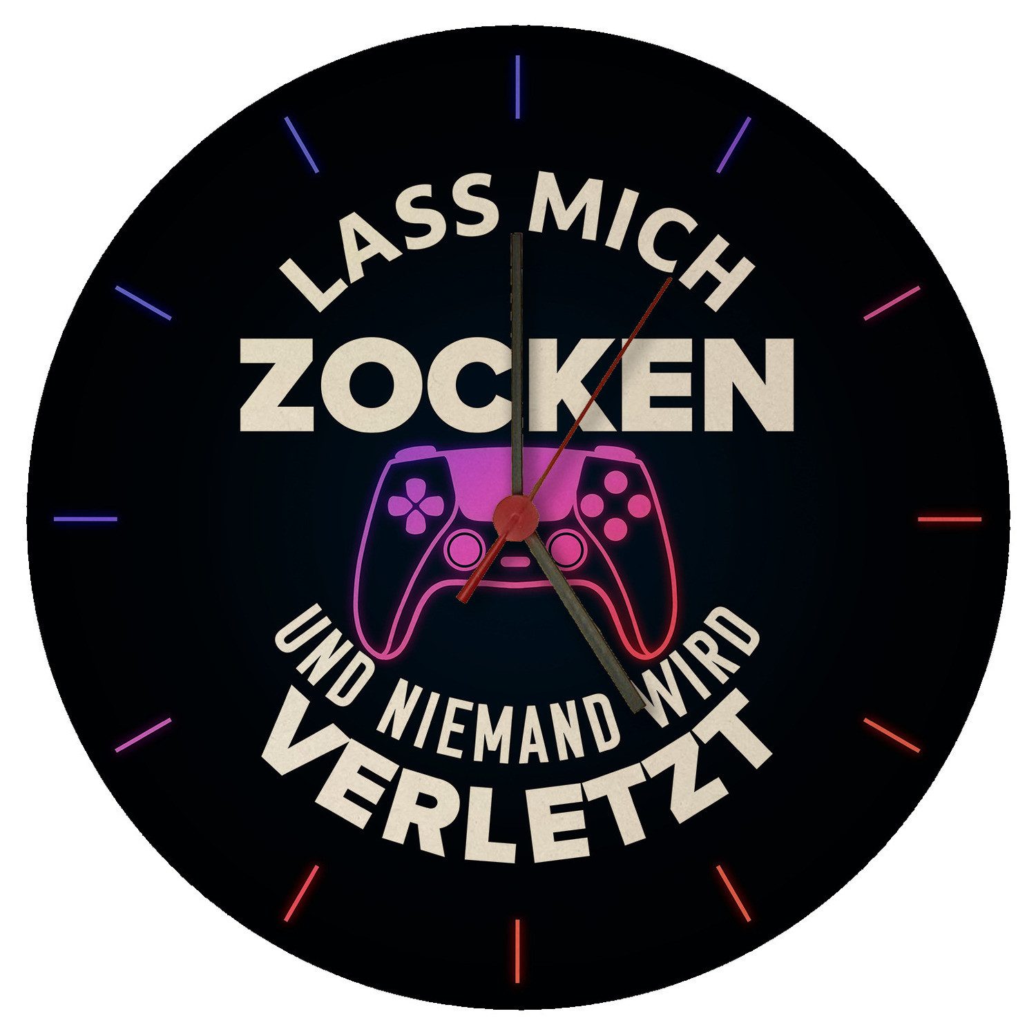 speecheese Wanduhr Lass mich zocken und niemand wird verletzt Wanduhr aus M günstig online kaufen
