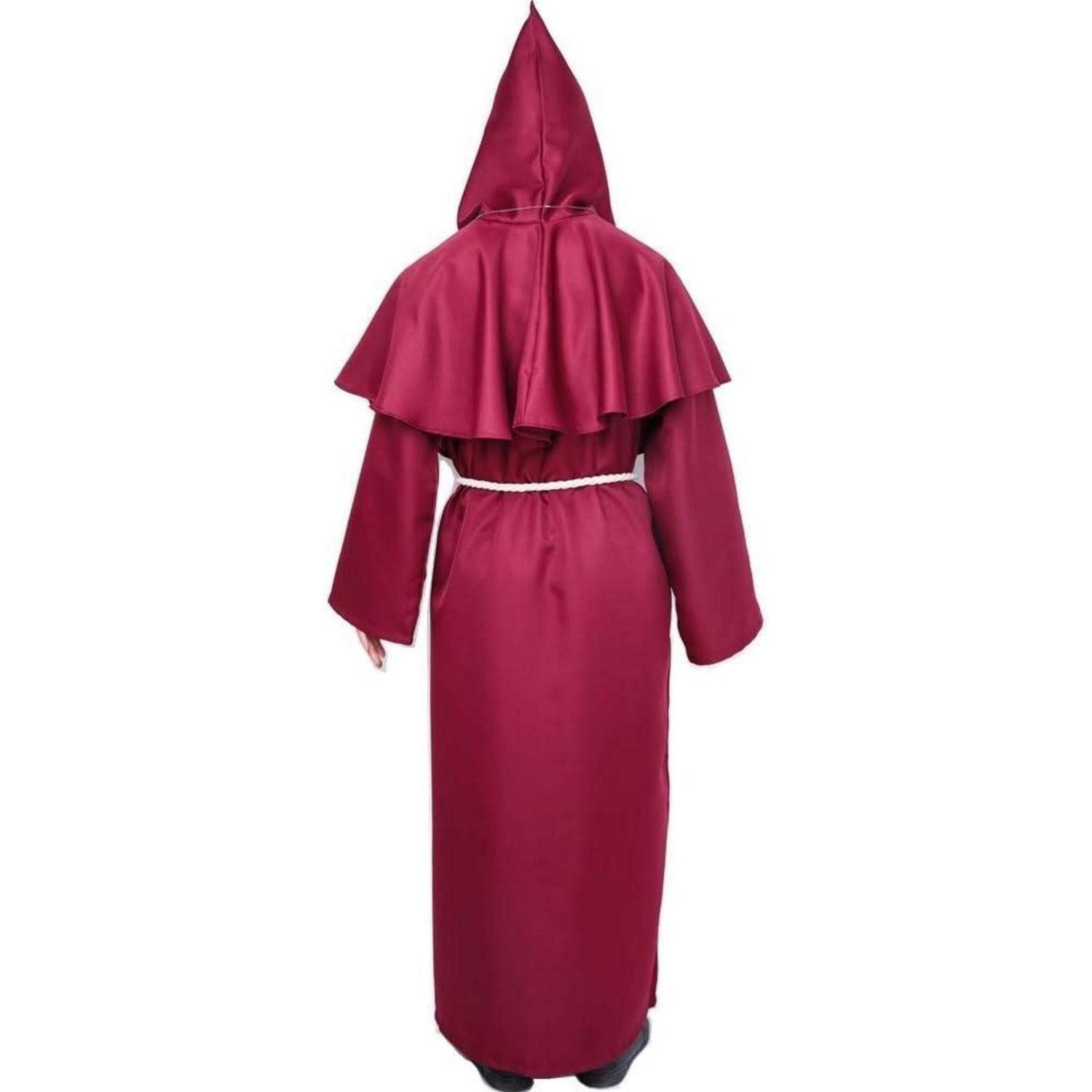 LuxusKollektion Mönch-Kostüm Mönchskutte Kostüm Kapuze Mittelalter Herren Halloween Rot XL