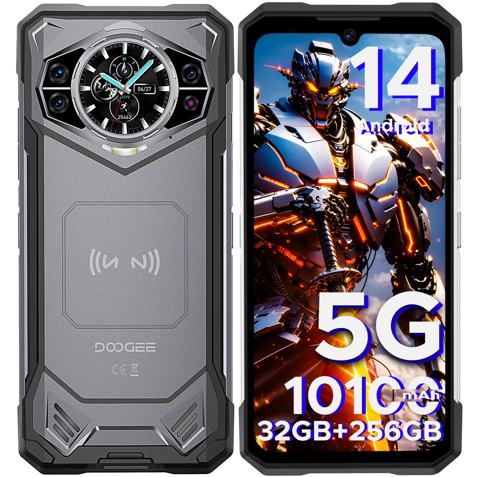 DOOGEE S200 5G Robustes Smartphone mit 1,32-Zoll-Rückbildschirm, 10800mAh Smartphone (6.72 Zoll, 256 GB Speicherplatz, 100 MP Kamera, 100 MP + 20 MP, 6,72 Zoll, 120 Hz, NFC, 5G Dual-SIM, WiFi6)