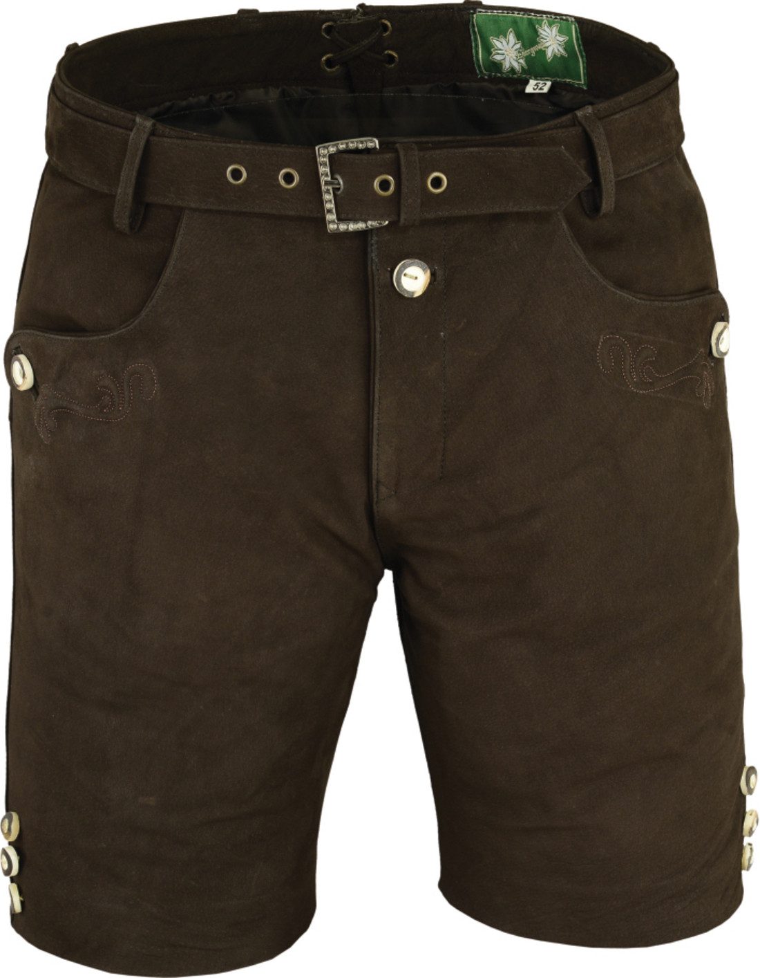 Lederhose Herren Trachten Lederhose Nubuk kurz mit Gürtel in 5 Farben
