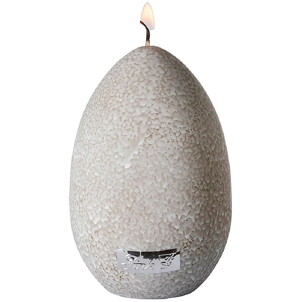 Fink Tafelkerze Stumpenkerze Eikerze Ei Krakelee Weiß Taupe (12cm)